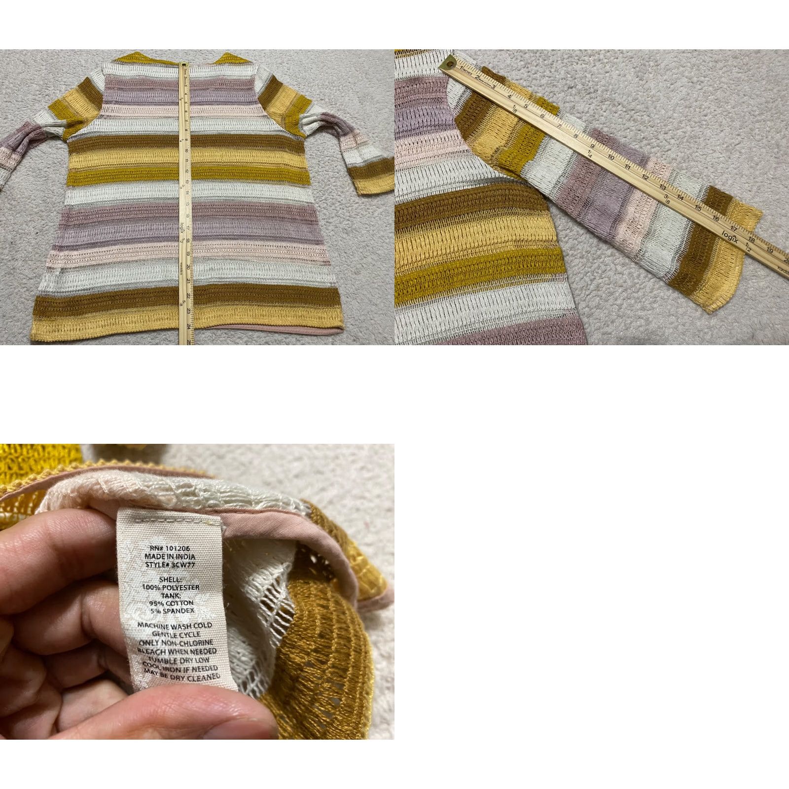 Soft Surroundings Soft Surroundings Blouse Womens PM Multicolor Striped V-Neck Knit 3/4 Sleeve Size M / US 6-8 / IT 42-44 - 8 Thumbnail