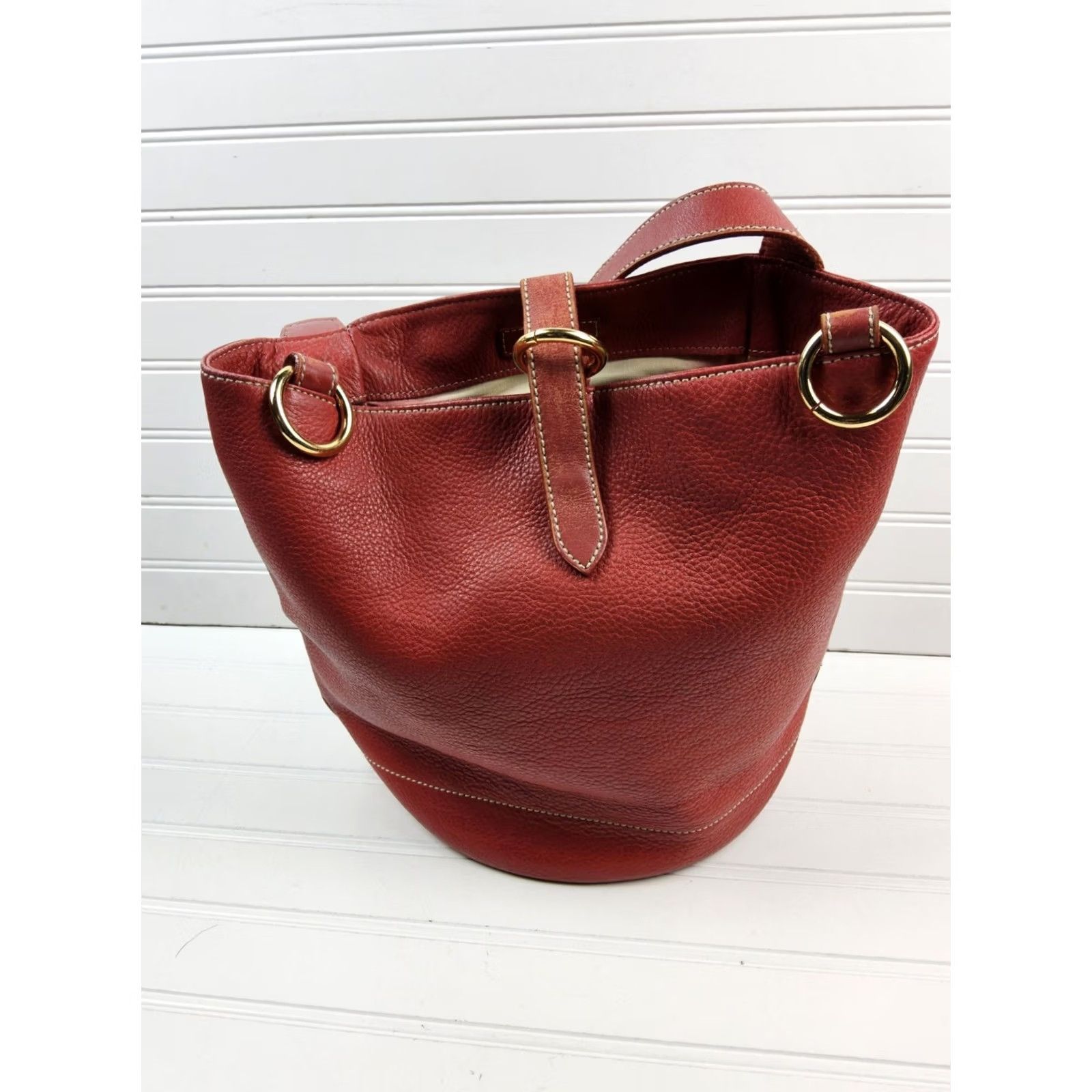 Vintage 49 Av Junko Shimada Tote Leather Handbag Purse Shoulder Pebbled Bright Red Womens Size ONE SIZE - 3 Thumbnail