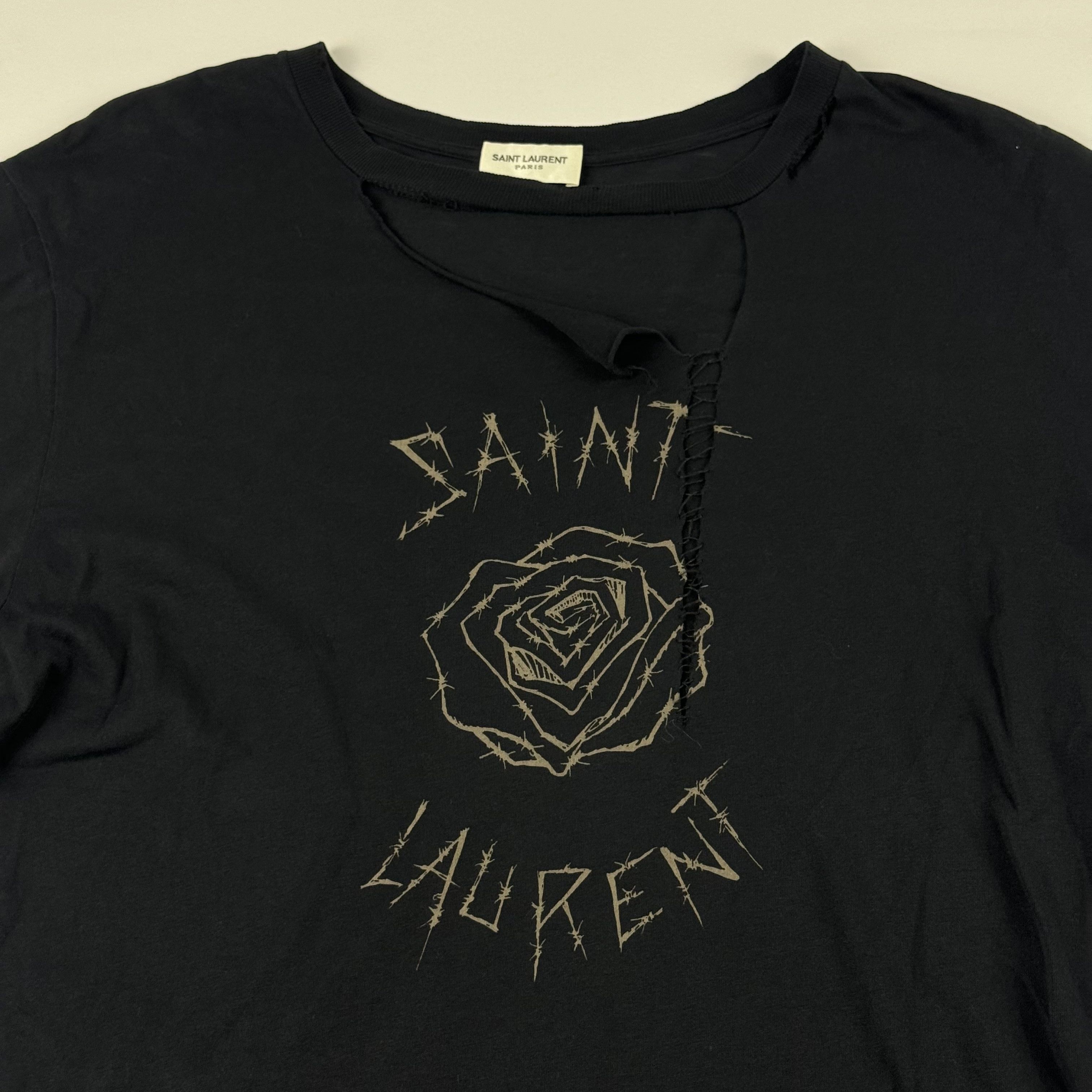Saint Laurent Paris Destroy Rose Tee Size US XS / EU 42 / 0 - 6 Thumbnail