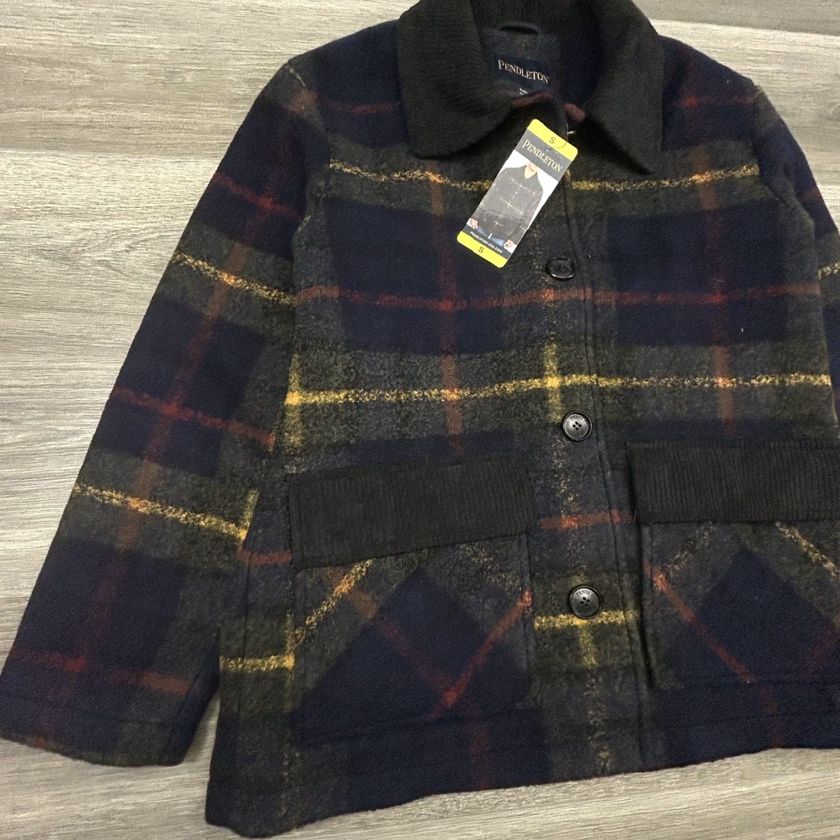 Pendleton Pendleton Jacket Womens Small Blue Plaid Wool Blend Pea Coat Button Lined NWT Size S / US 4 / IT 40 - 3 Thumbnail