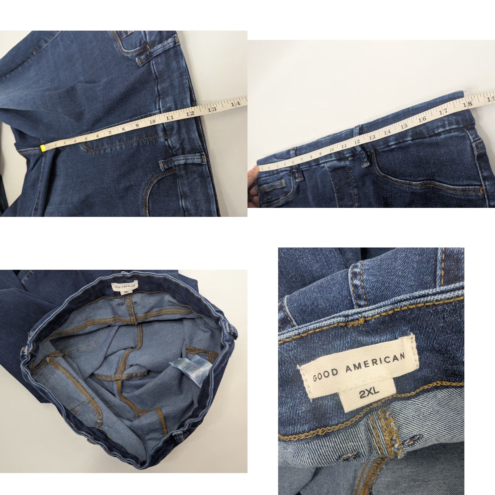 Good American Good American Jeans Flare High Rise Stretch Denim 2XL Womens Wide Leg Blue Shirt? Size 40" / US 18 - 8 Thumbnail