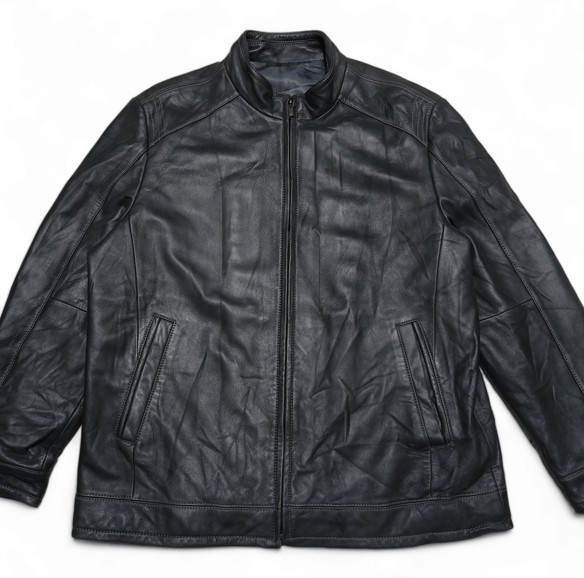 Vintage Vintage CAMBRIDGE MEMBERS Blue Sheepskin Leather Jacket Size US XL / EU 56 / 4 - 4 Thumbnail