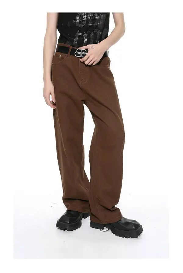 Japanese Brand Kinuka x Maya Brown retro simple straight loose jeans Size US 32 / EU 48 - 4 Thumbnail