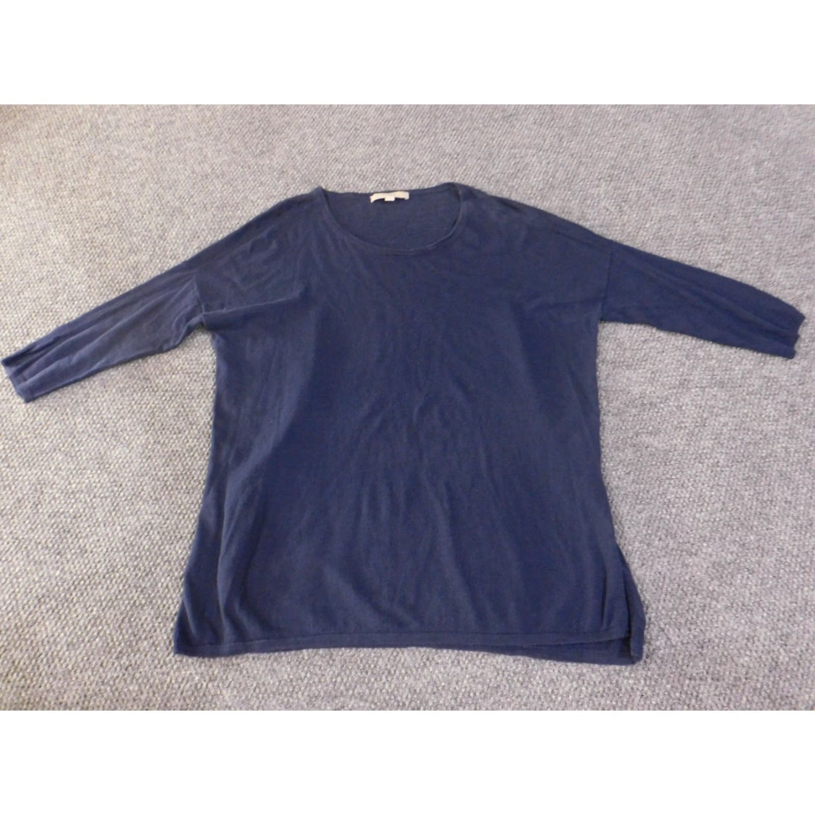 Loft LOFT Sweater Womens Large Navy Blue 3/4 Sleeve Lightweight Cotton Knit Pullover Casual Size L / US 10 / IT 46 - 2 Thumbnail