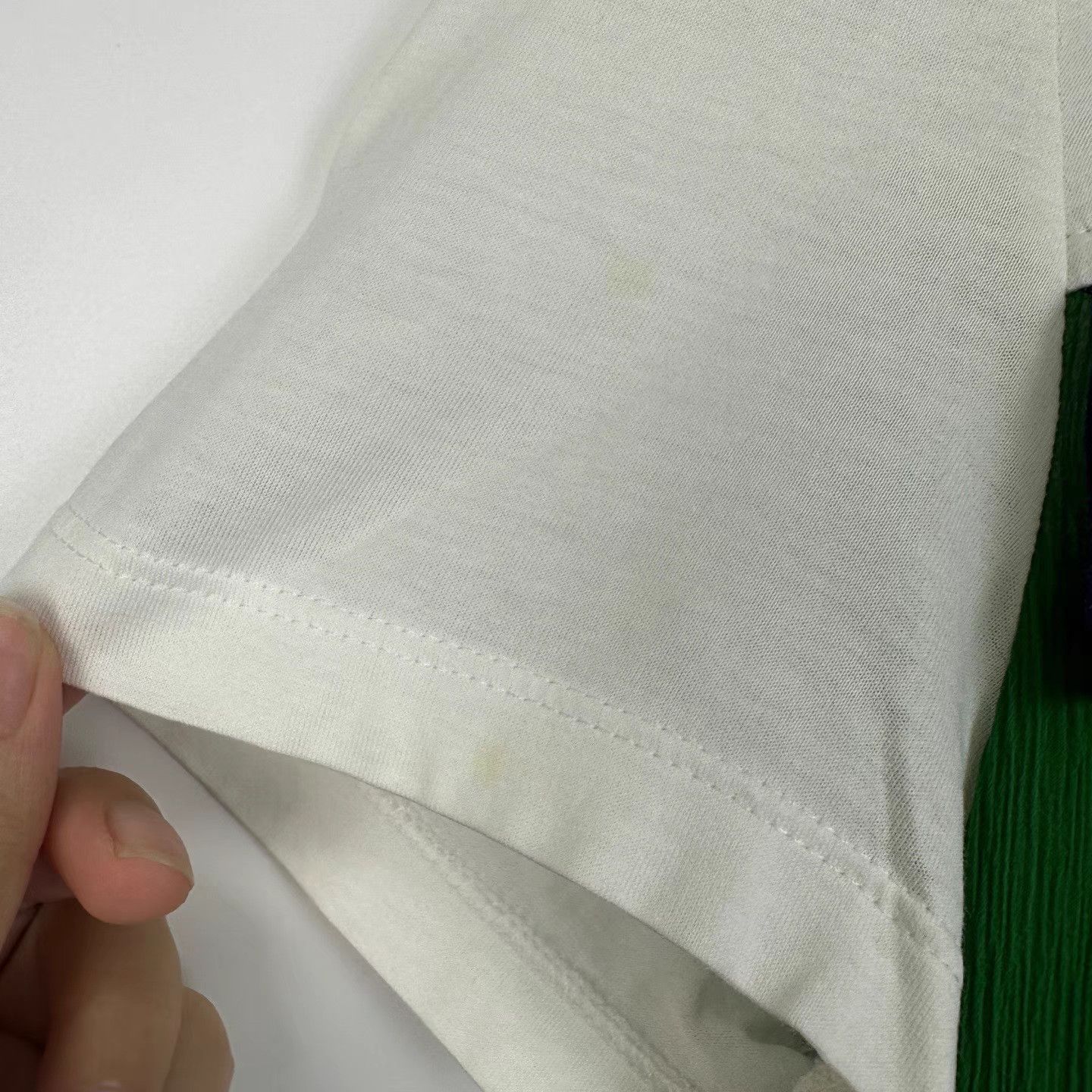 Prada Prada White & Green Panel Logo Silk Short Sleeve K12 Size US S / EU 44-46 / 1 - 6 Thumbnail