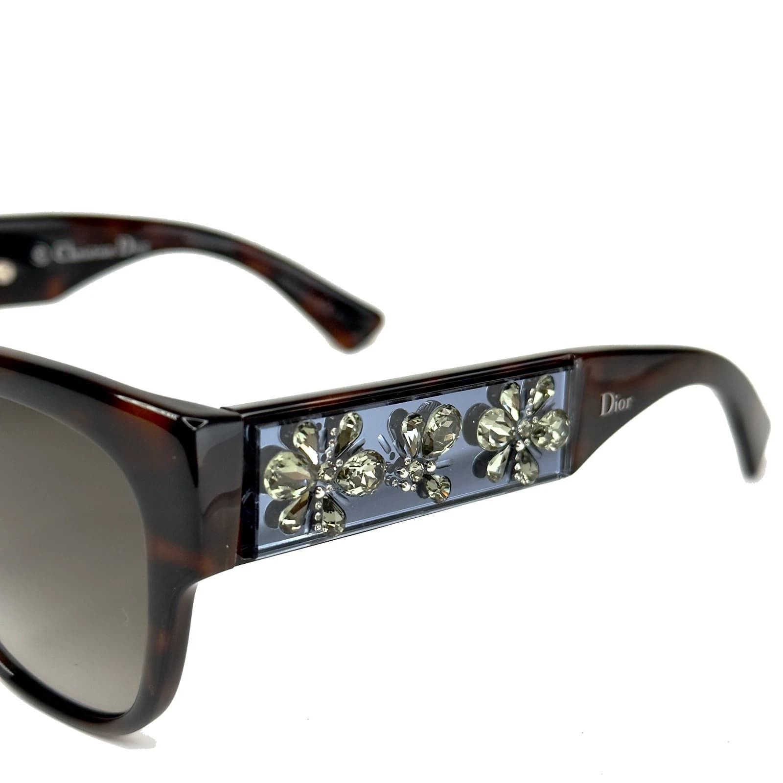 Christian Dior Monsieur CHRISTIAN DIOR MERCURIAL Brown Havana Crystal Sunglasses Size ONE SIZE - 5 Thumbnail