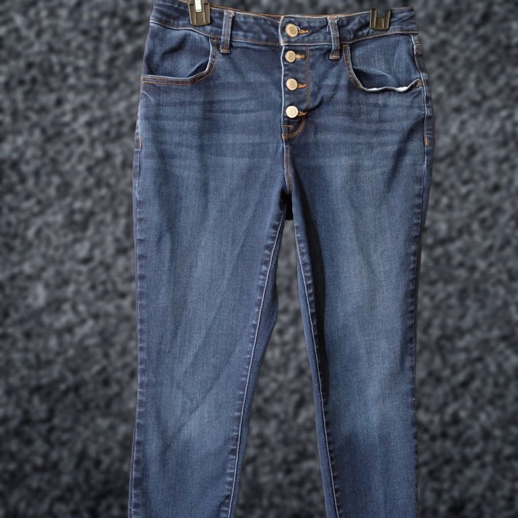 Vintage Maurices Jeans Denim Stretch Button Fly Women's M Short #H36-34 Slim Mid Rise Blue 29 in Inseam 27 in Ankle Stretch Women's Jeans Size 29" - 1 Thumbnail