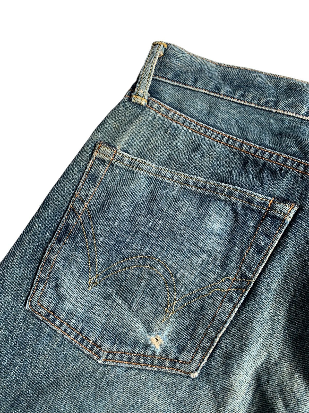 Edwin × Jean EDWIN 505X SELVEDGE DISTRESSED DENIM☠️ Size US 31 - 14 Thumbnail