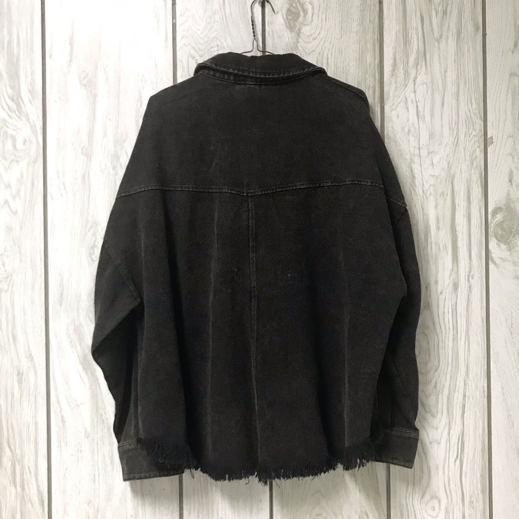 Denime Loveriche Denim Jacket Shacket 1X XL Women Dark Green Acid Wash Studded Frayed Button-Up Oversized Casual Western 90s Size XL / US 12-14 / IT 48-50 - 2 Thumbnail