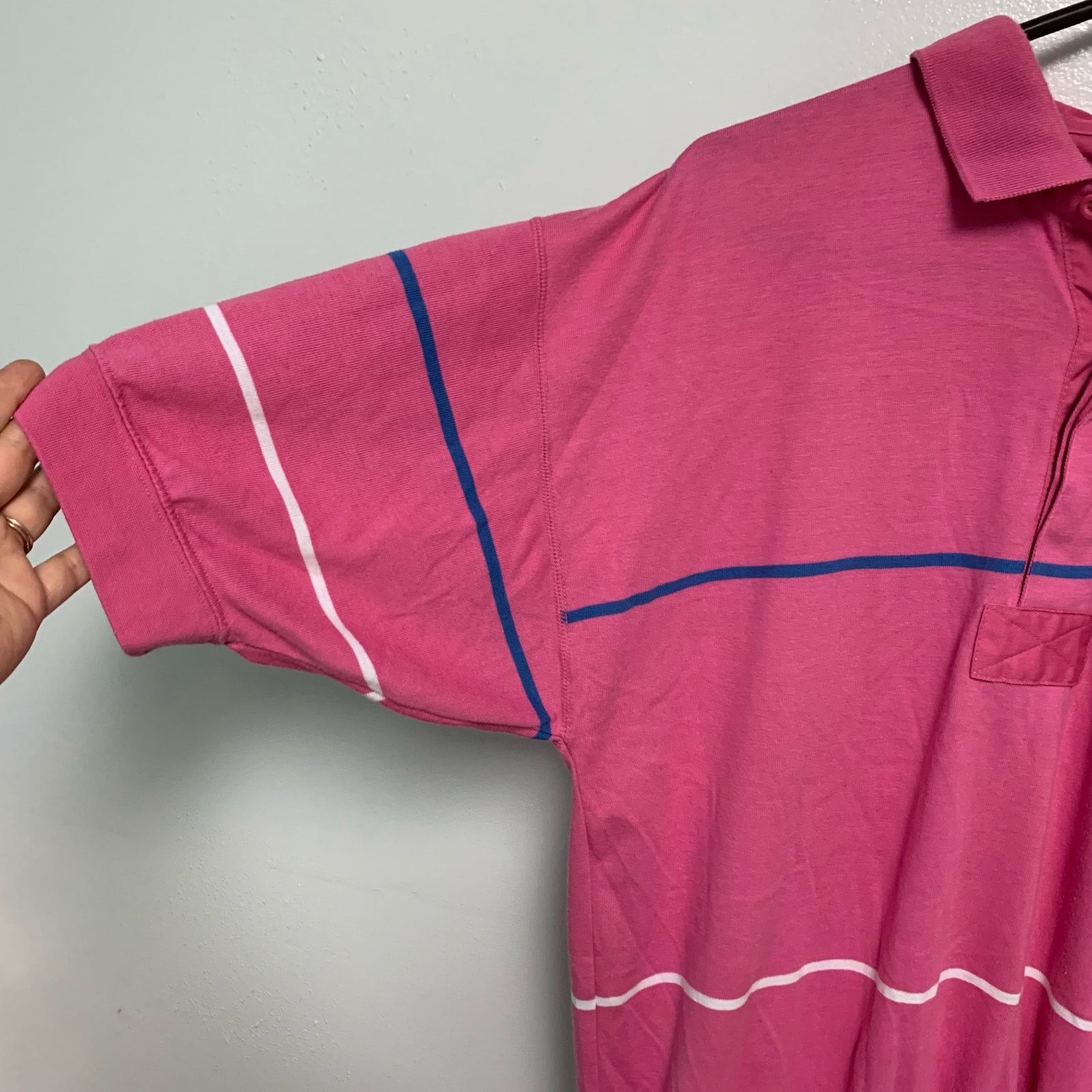Trader Bay Trader Bay Vintage Men's Pink Striped Retro Polo Shirt Large Size US L / EU 52-54 / 3 - 2 Thumbnail
