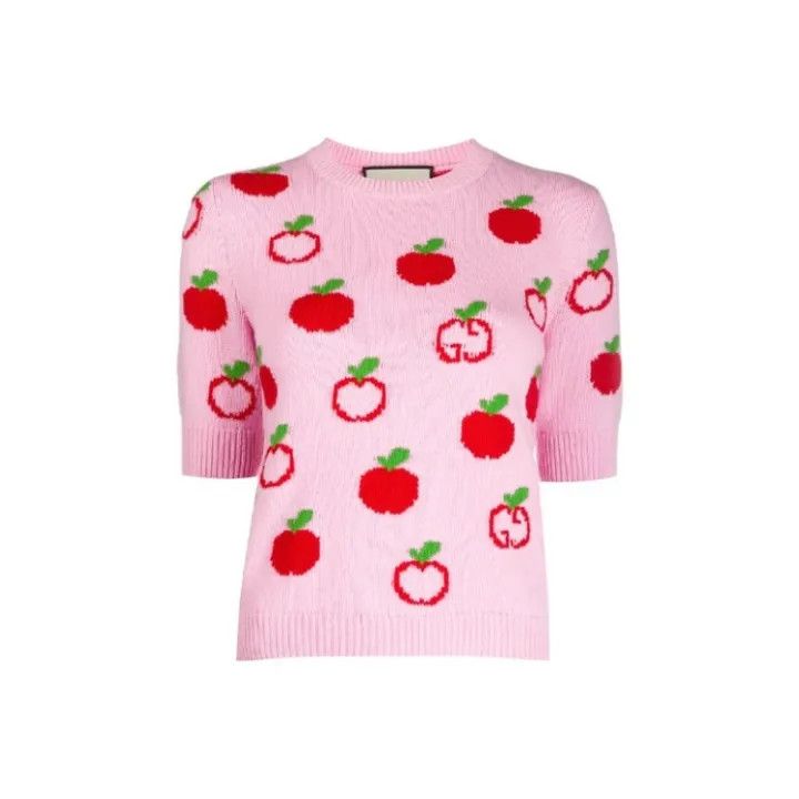 Gucci Gucci Pink Apple Pattern Wool Sweater Size L / US 10 / IT 46 - 1 Thumbnail