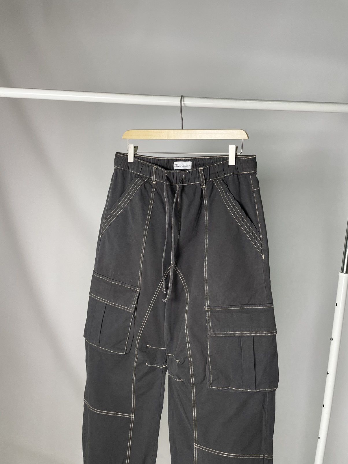 Zara Zara Aviator Parachute Cargo Navy Green Pants Military style Size US 34 / EU 50 - 7 Thumbnail