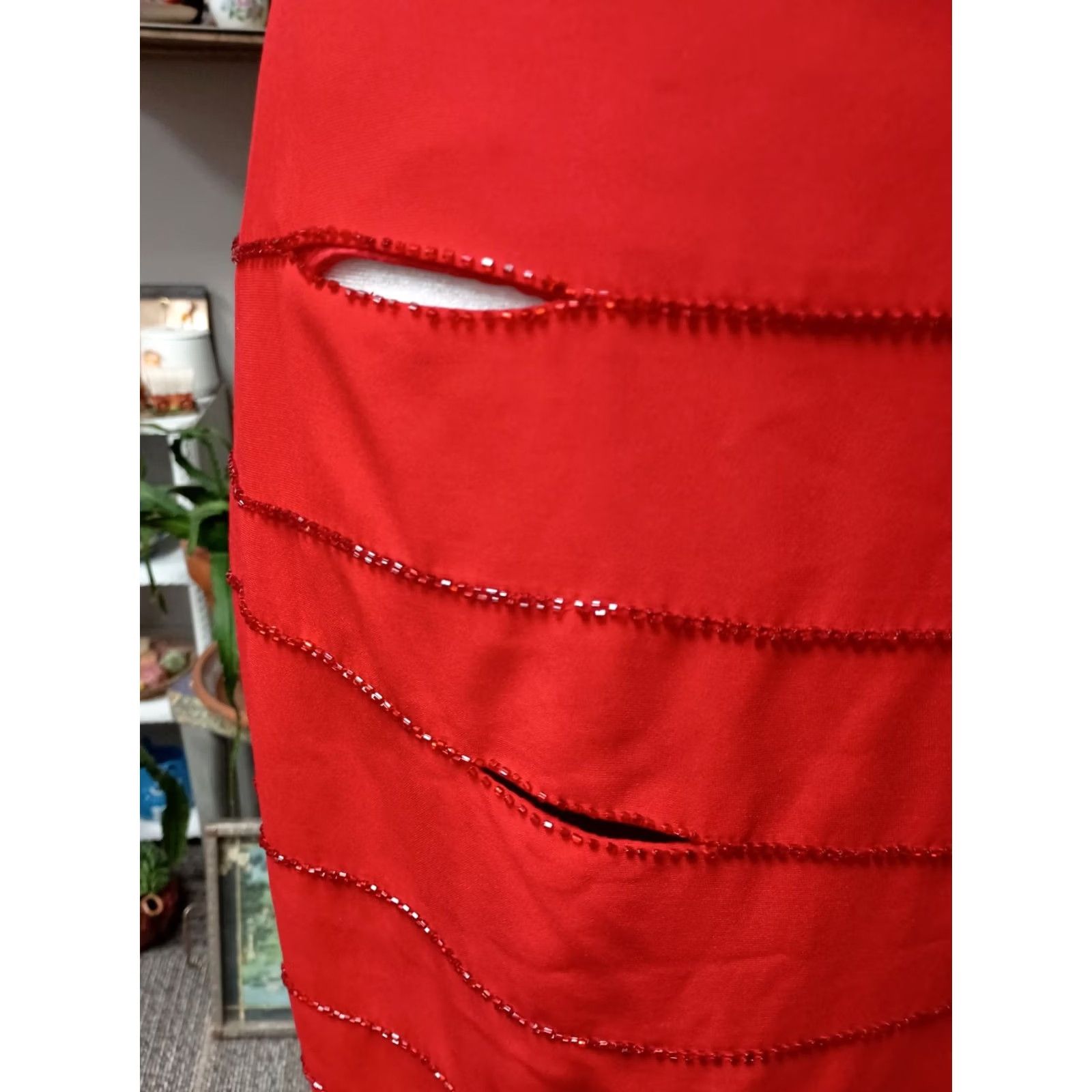 Vintage Niteline Prom Evening Gown Maxi Dress Womens Size 2 Red Beaded Cutout Open Back dress Size XS / US 0-2 / IT 36-38 - 4 Thumbnail