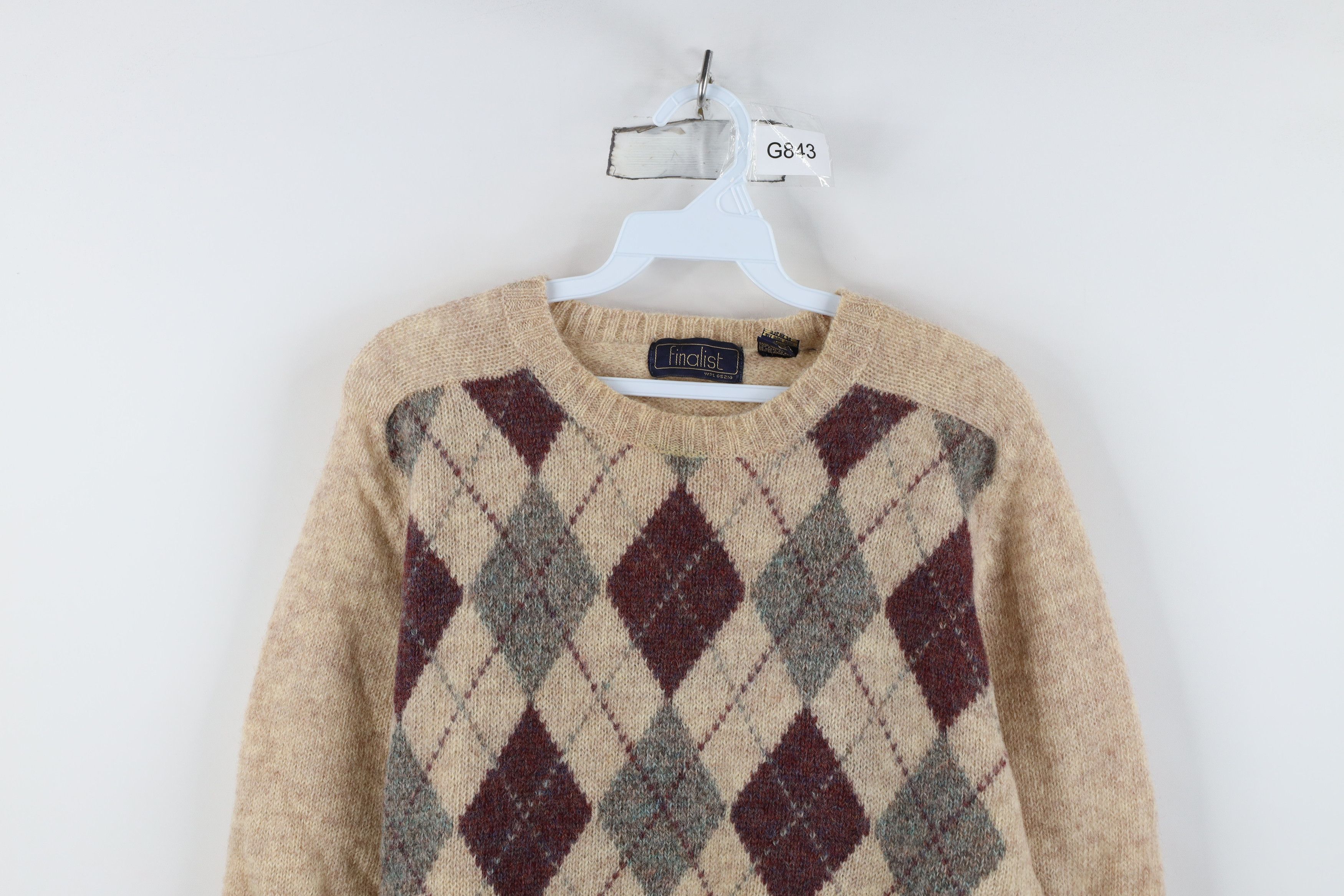 Vintage Vintage 70s 80s Streetwear Wool Argyle Diamond Knit Sweater Size US M / EU 48-50 / 2 - 2 Thumbnail