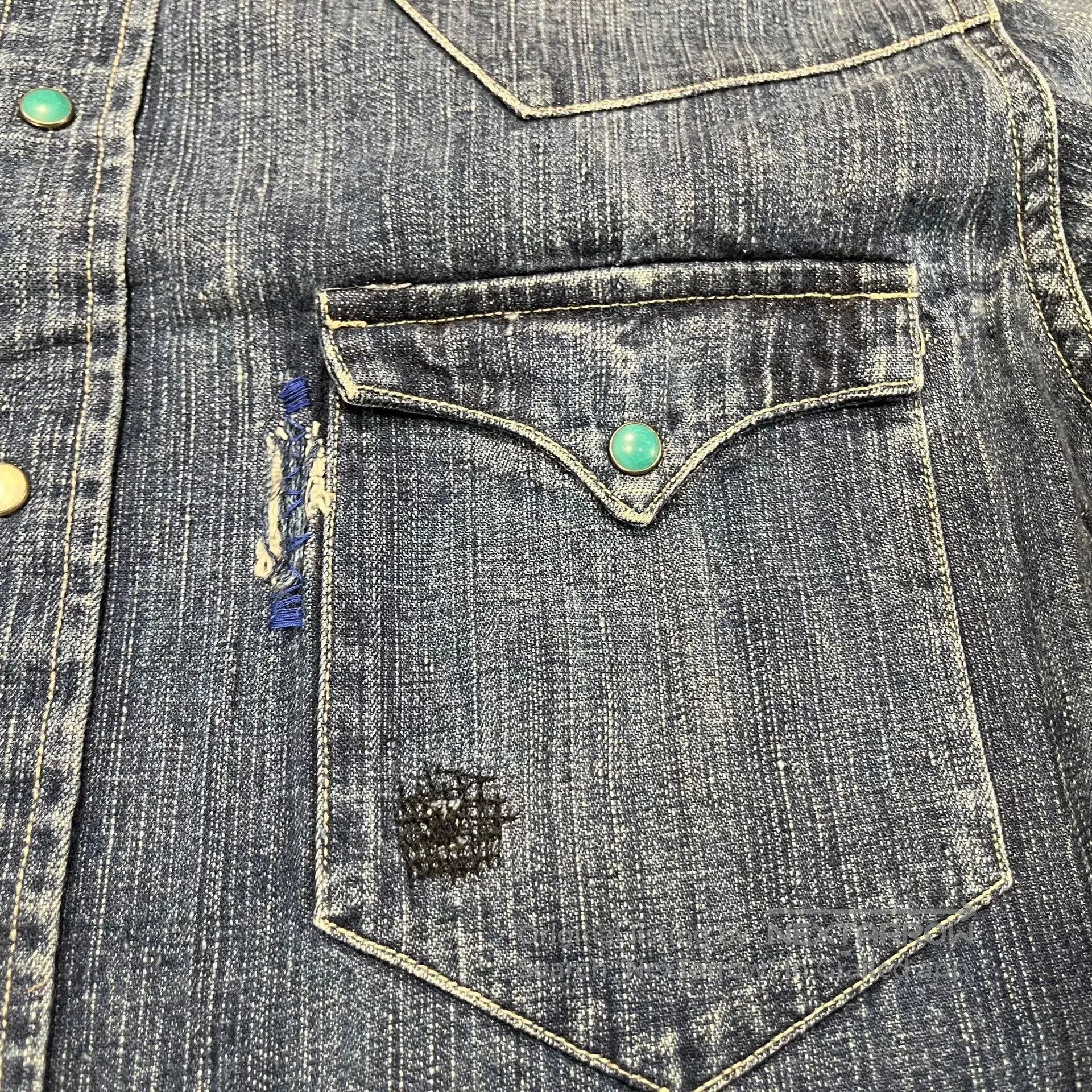 RRL Ralph Lauren Vintage RRL Distressed Denim Western Shirt. Size US M / EU 48-50 / 2 - 5 Thumbnail