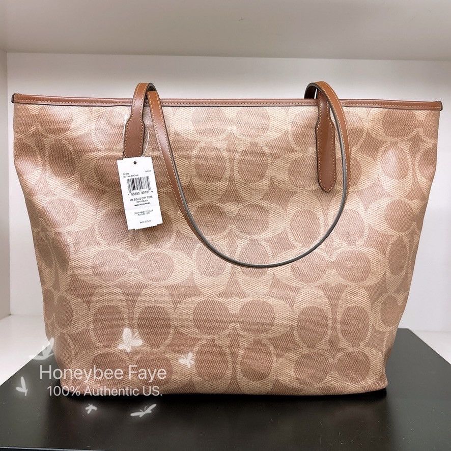 Coach Large City Tote Bag In Maxi Signature Canvas CCD66 Size ONE SIZE - 3 Thumbnail
