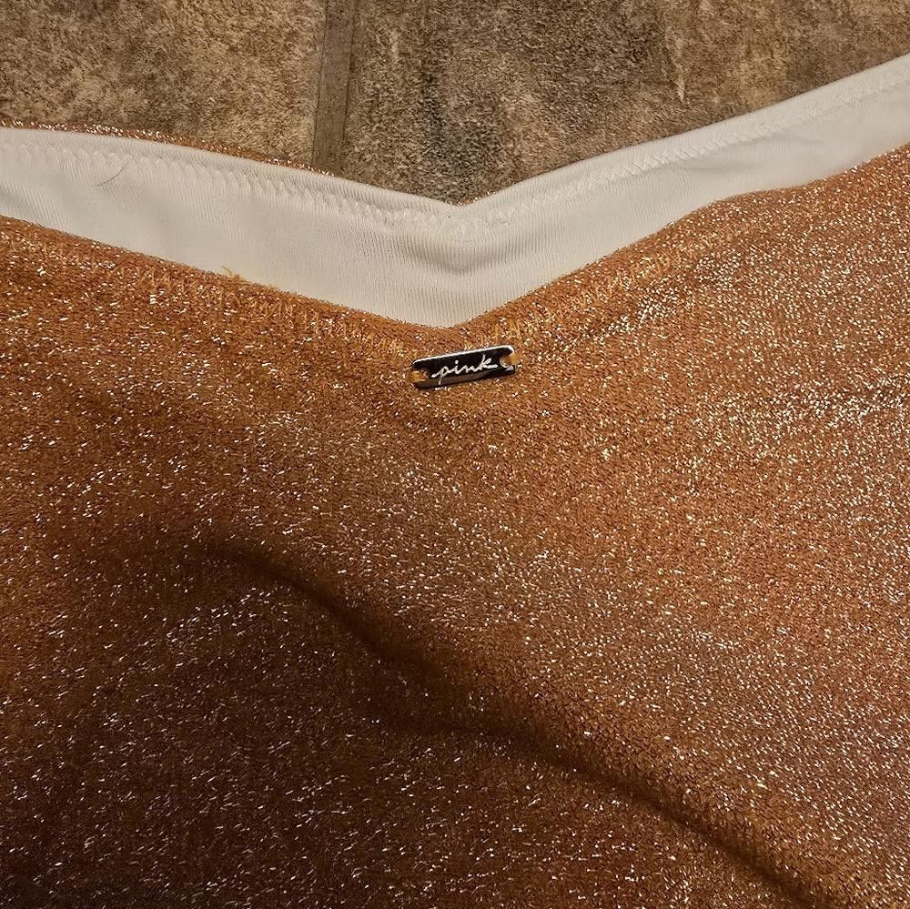 Designer Orange Sparkle High Waisted VS Bikini Bottoms Size ONE SIZE - 3 Thumbnail