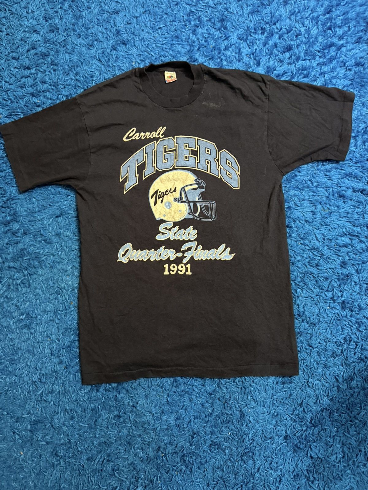Fruit Of The Loom Vintage Single Stitch 91’ Carroll Tigers 12-0 Tee Size US XL / EU 56 / 4 - 1 Thumbnail