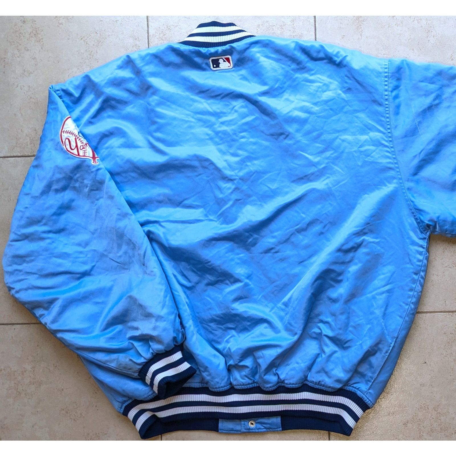 MLB × Starter NY Yankees 90s STARTER satin BABY BLUE bomber 2XL MLB vtg Size US XXL / EU 58 / 5 - 5 Thumbnail