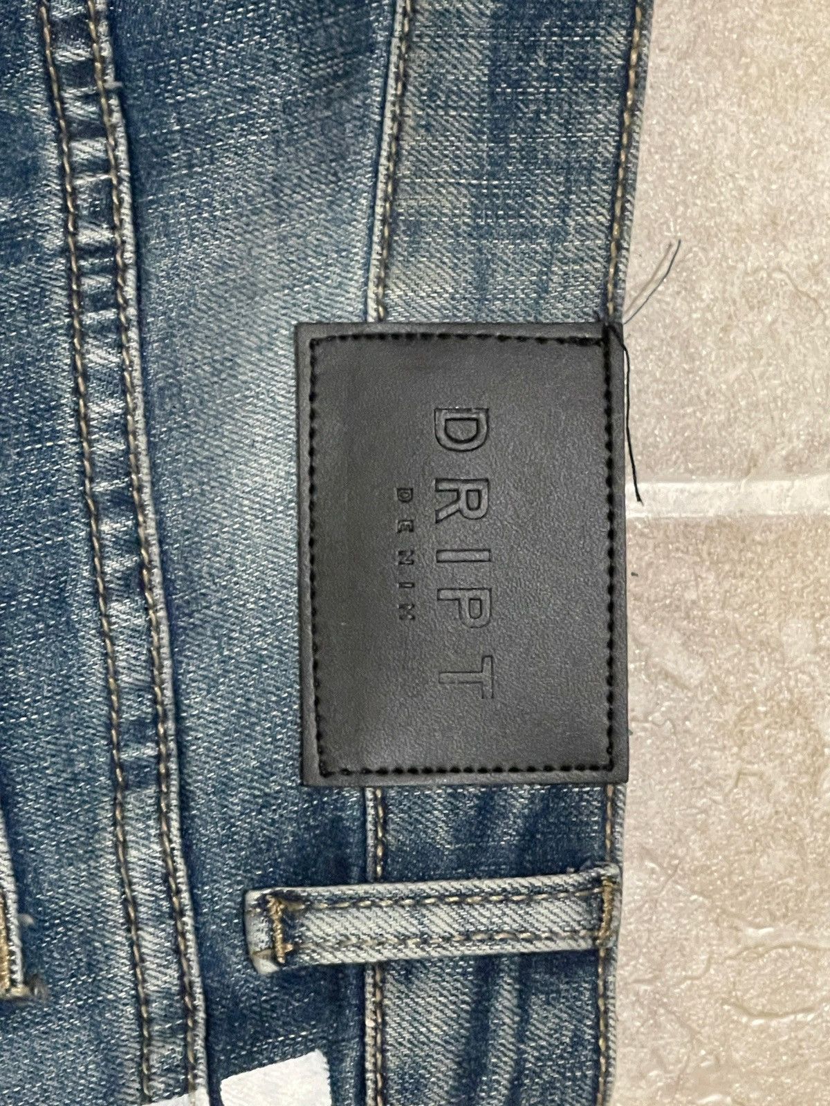 Other Dript Ripped Blue Jeans with White Stripes Size US 30 / EU 46 - 2 Thumbnail