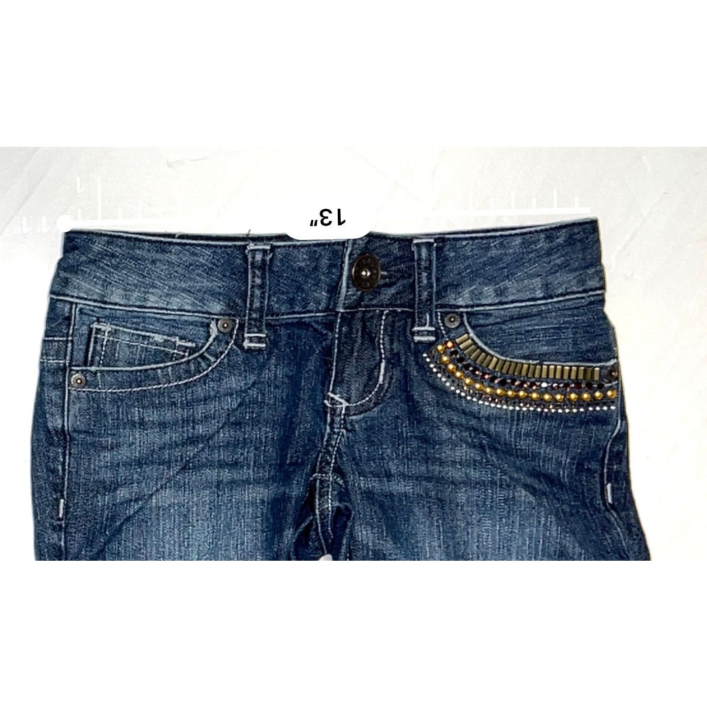 Guess Guess Foxy Embellished Stretch Flared Jeans 24 Whiskered Size 24" / US 00 / IT 34 - 4 Thumbnail