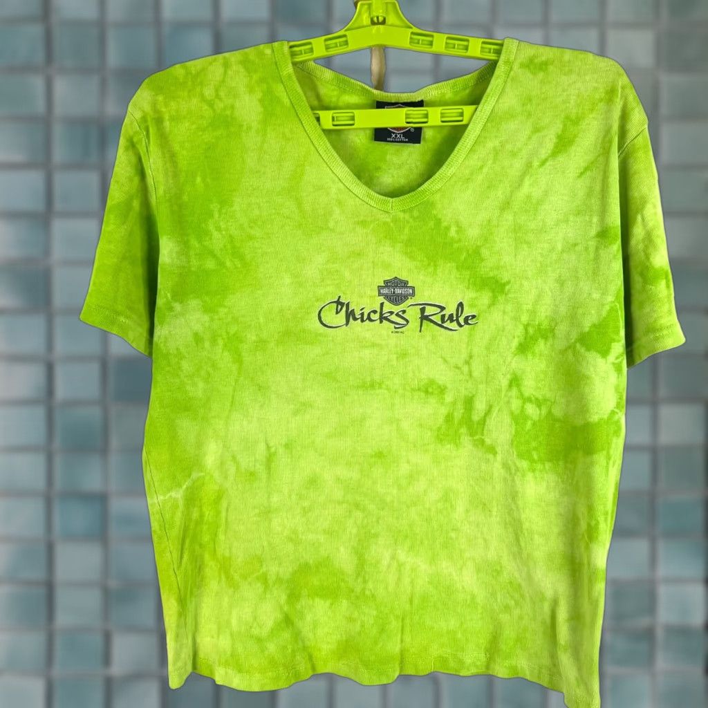 Harley Davidson VINTAGE Harley-Davidson Women's T-Shirt 2XL Short Sleeve Green Casual Motorcycle 2000s Size XXL / US 16-18 / IT 52-54 - 1 Thumbnail