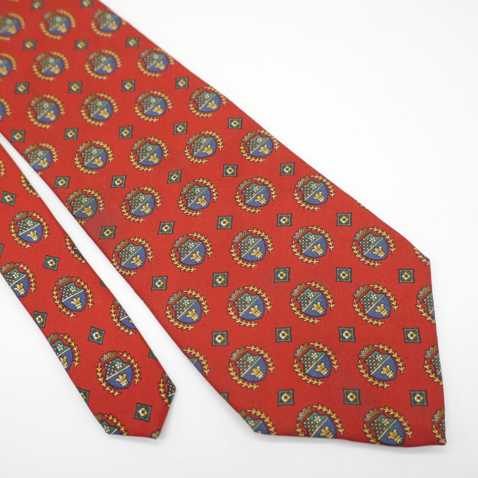 Tommy Hilfiger Vintage Tommy Hilfiger Red Crest Print Italian Silk Tie Wide Size ONE SIZE - 1 Thumbnail