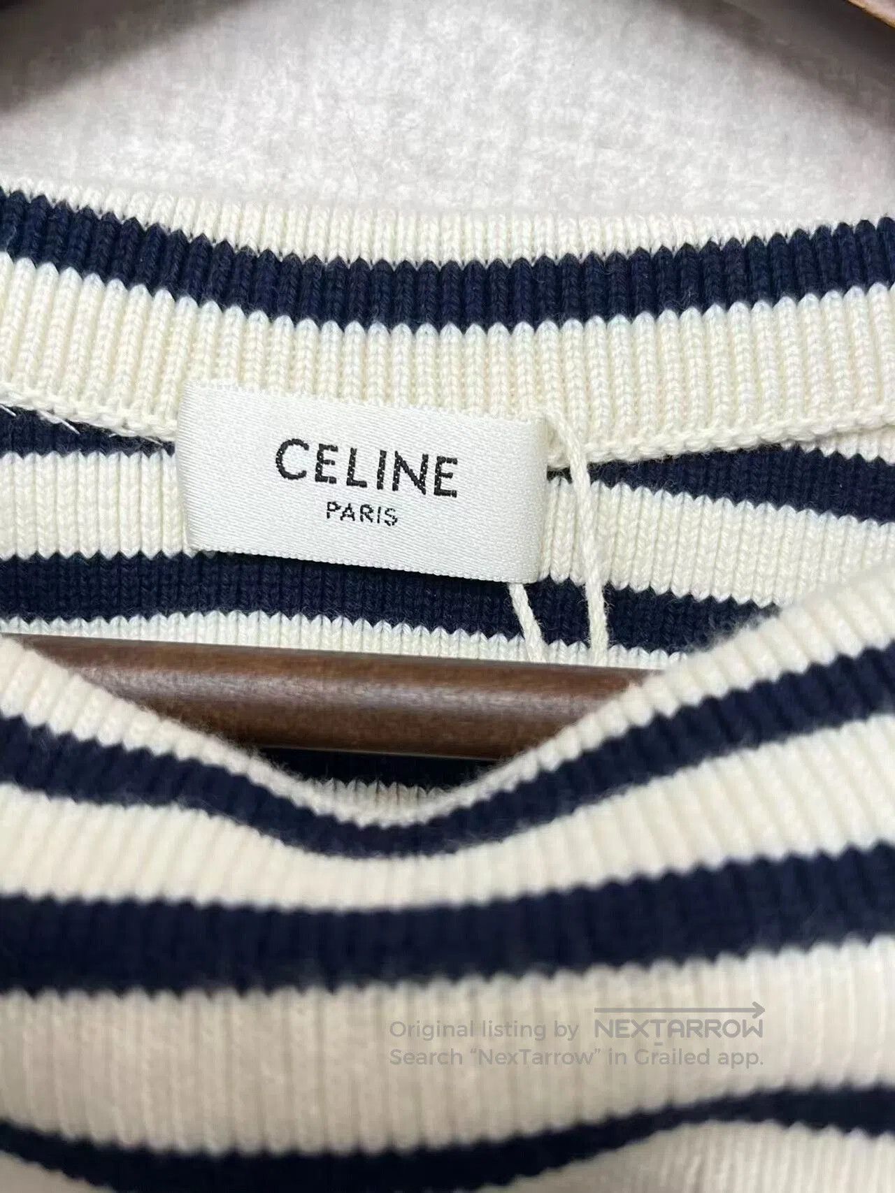 Celine Celine Black and White Striped Knit Sweater. Size L / US 10 / IT 46 - 4 Thumbnail