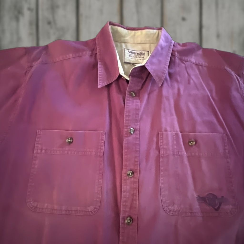 Wrangler VINTAGE Wrangler Rugged Wear Shirt Men’s 2XL Short Sleeve Purple Pocket Button-Up Shirt Men 2XL Purple Casual Outdoor N/A Size US XXL / EU 58 / 5 - 1 Thumbnail
