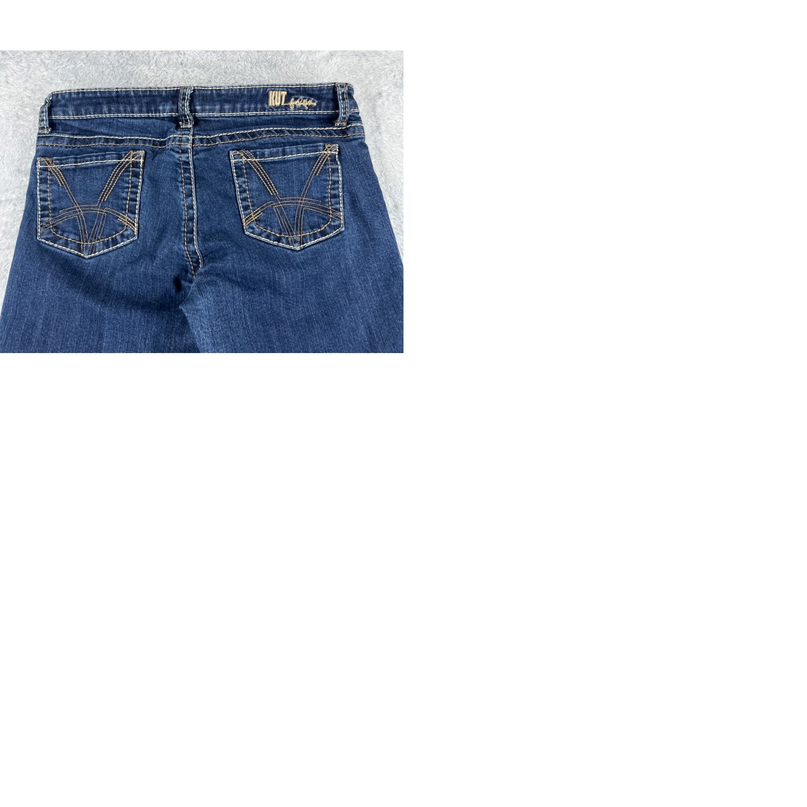 Vintage KUT from the Kloth Jeans Women 8 Blue Denim Flared Low Rise 30x29 Cotton Stretch Distressed Embroidered Logo Size 30" / US 8 / IT 44 - 10 Thumbnail