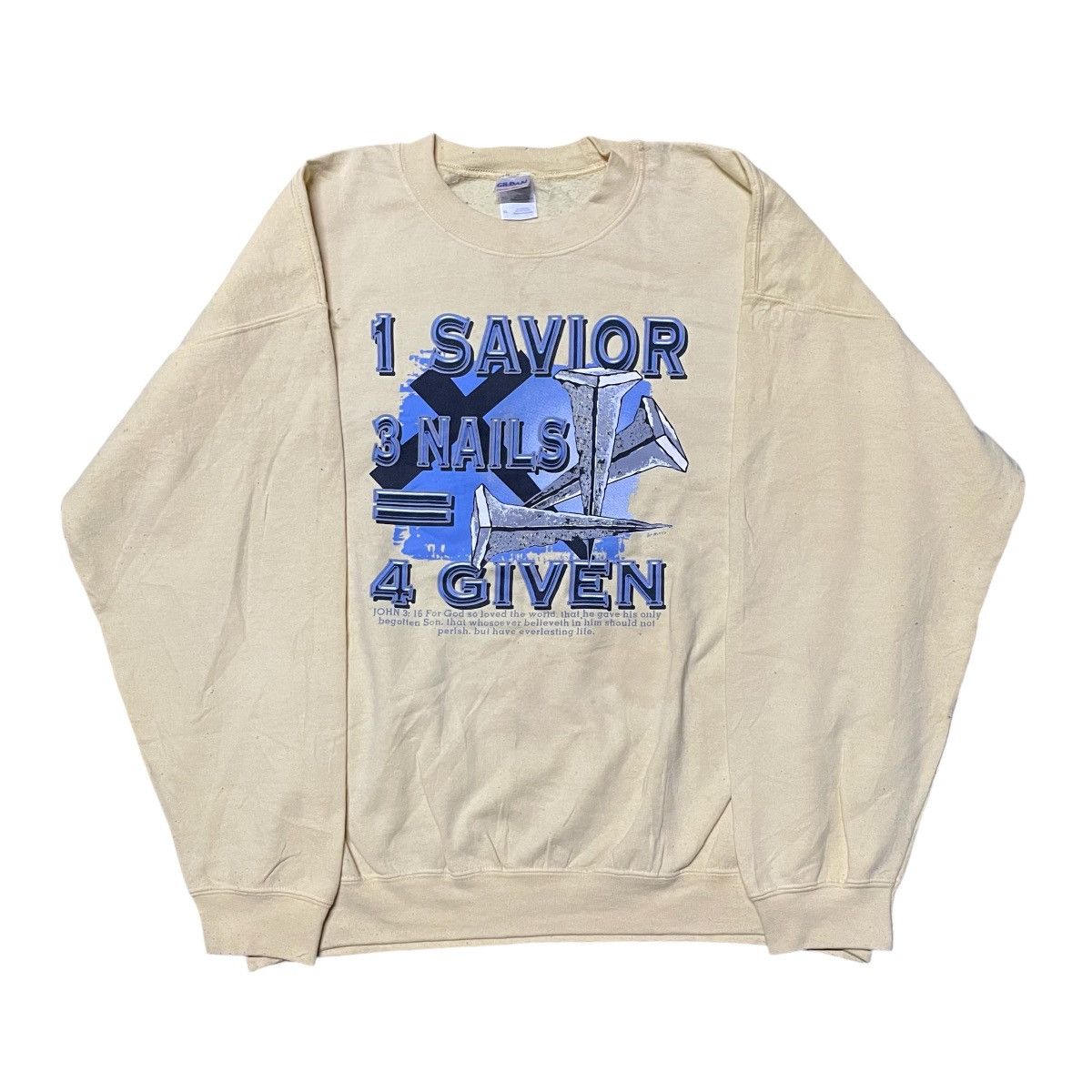 Gildan × Vintage 💥Y2k John 3: 16 Bible Quotes Sweatshirts Size US XL / EU 56 / 4 - 1 Thumbnail