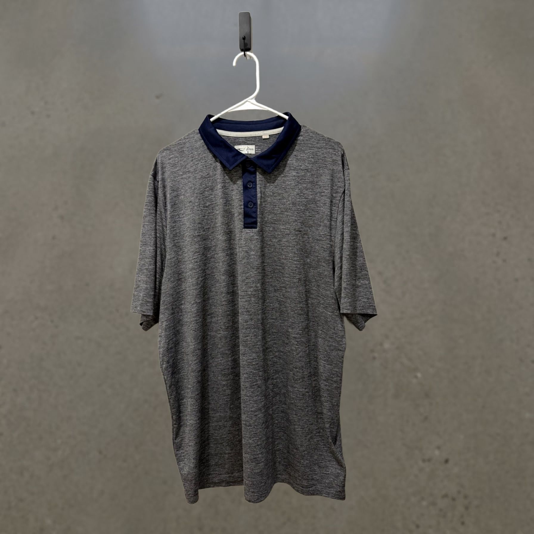 Kjus Polo Shirt Mens 2XL Gray Polyester Blended Performance Golf Outdoor Casual Short Sleeve Striped 56 Regular Pit To Pit 26” Length 33”, Men's (Size Xxl)