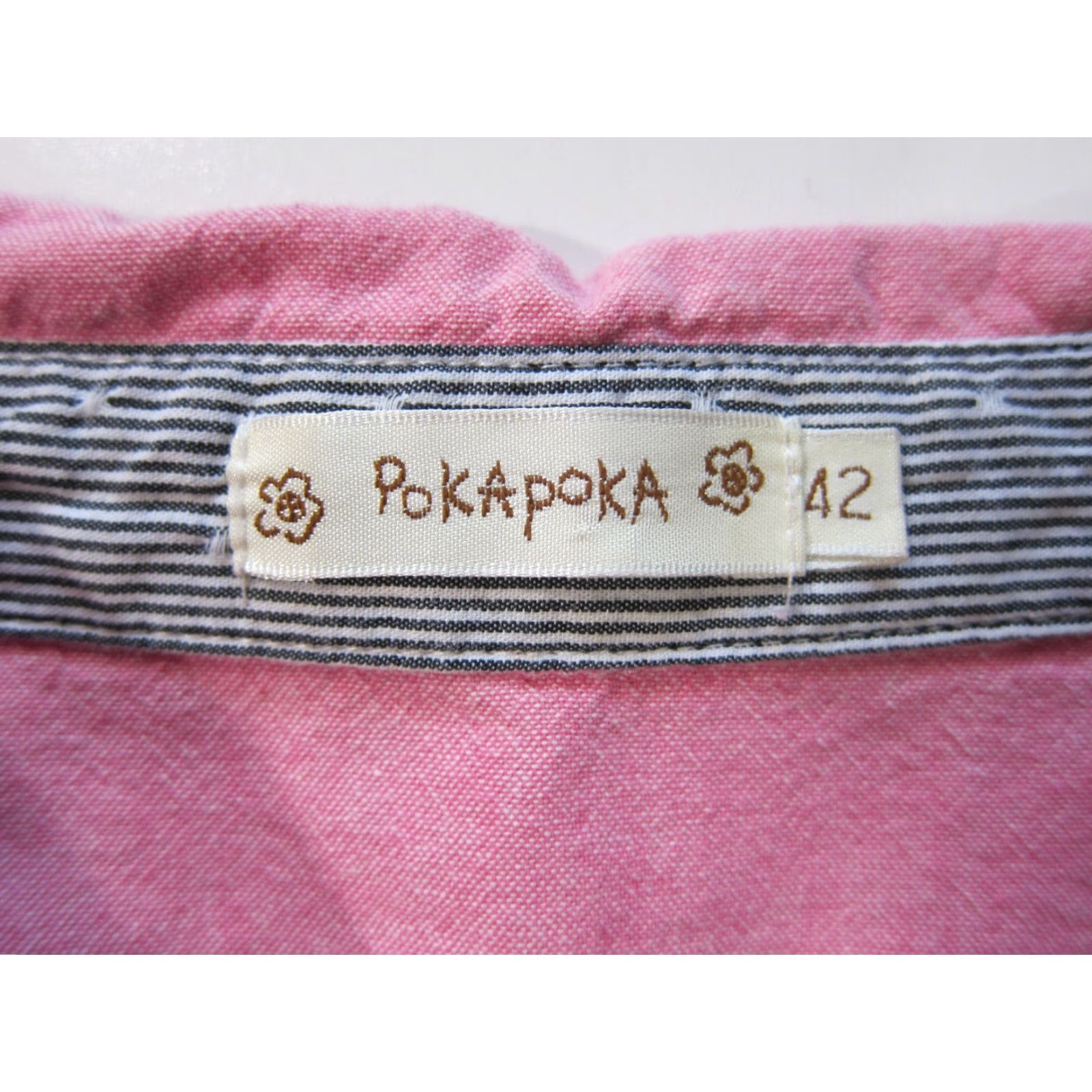 Pinko VINTAGE Pokapoka 100% Cotton Pink Grey Embroidered Pocket Button Down Golf Blouse 42/M Womens Blouse Size M / US 6-8 / IT 42-44 - 3 Thumbnail