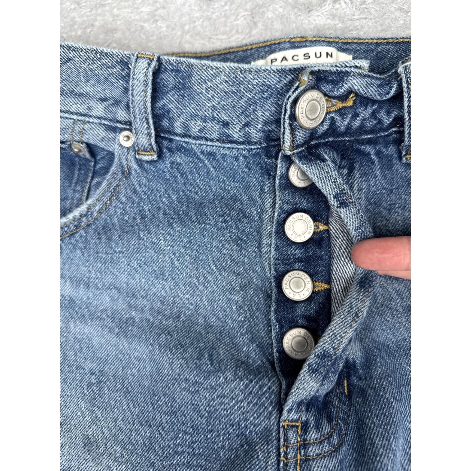 Pacsun PacSun Vintage Loose Crop Jeans Women 31x26 Button Fly Distressed Raw Hem Denim Size 24" / US 00 / IT 34 - 5 Thumbnail