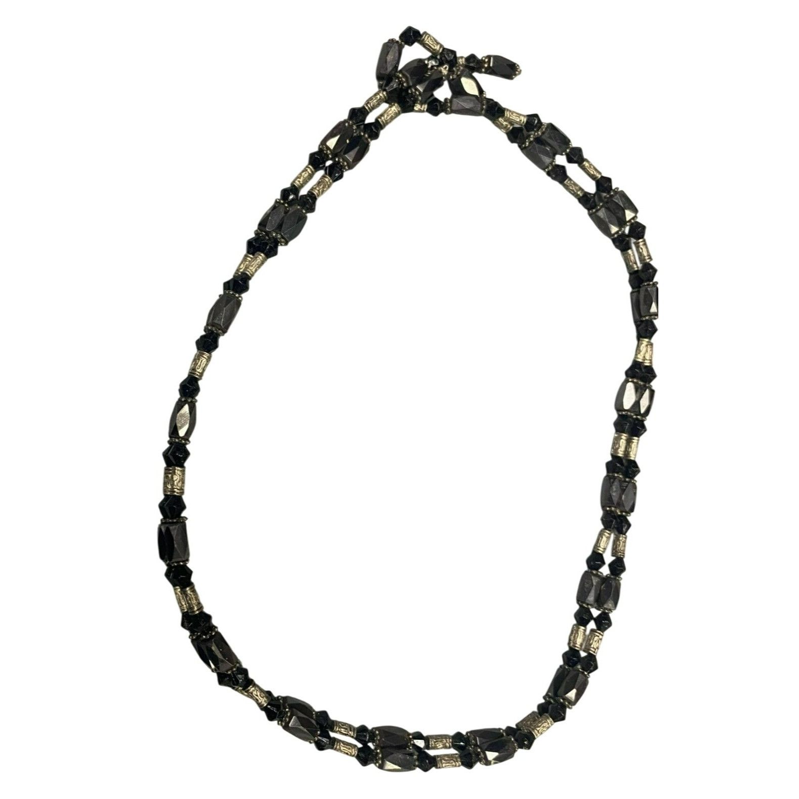 Other Vintage Black Hematite & Silver Beaded Magnetic Necklace Or Size ONE SIZE - 2 Thumbnail