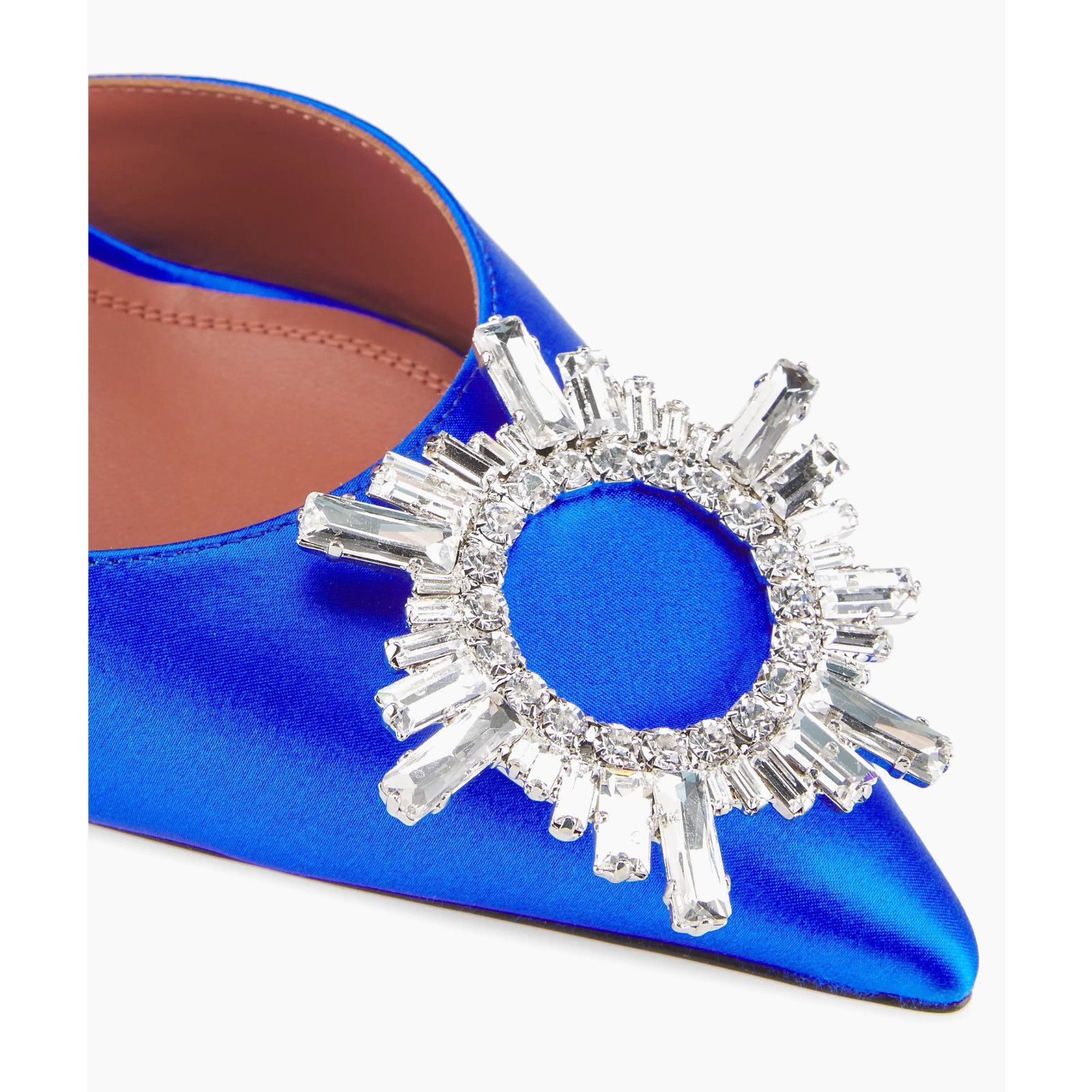 Amina Muaddi Amina Muaddi 95 Begum Sling Blue Satin Crystal Slingback Size US 9 / IT 39 - 11 Thumbnail