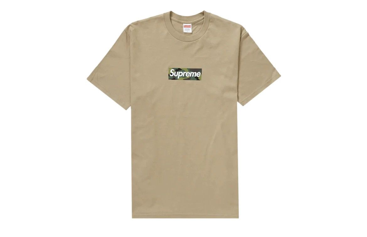 image of Supreme Camo Box Logo Tee in Beige, Men's (Size Small)