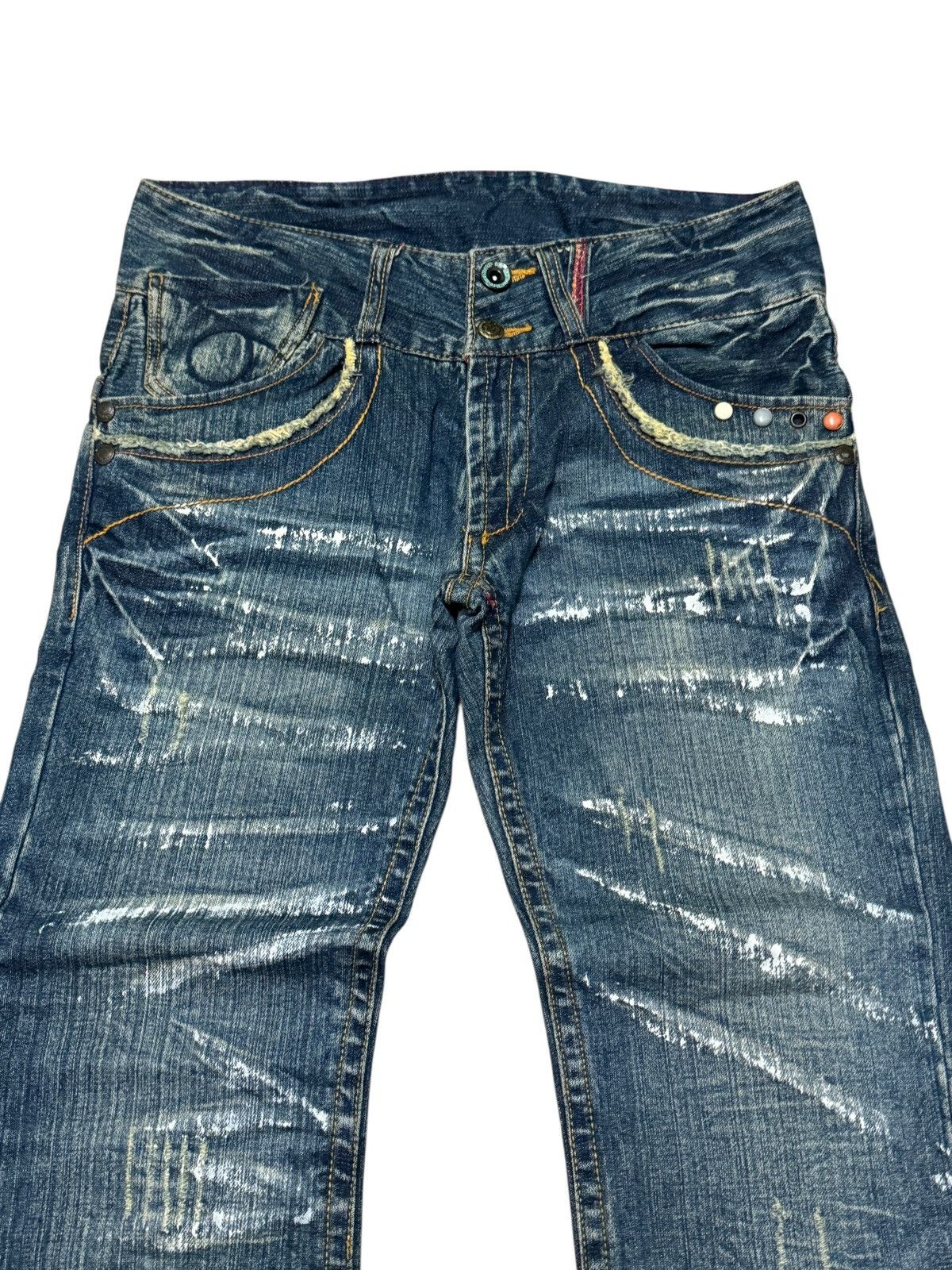 Hysteric Glamour BS RAW Distressed White Paint Splash Studded Washed De Size US 32 / EU 48 - 3 Thumbnail
