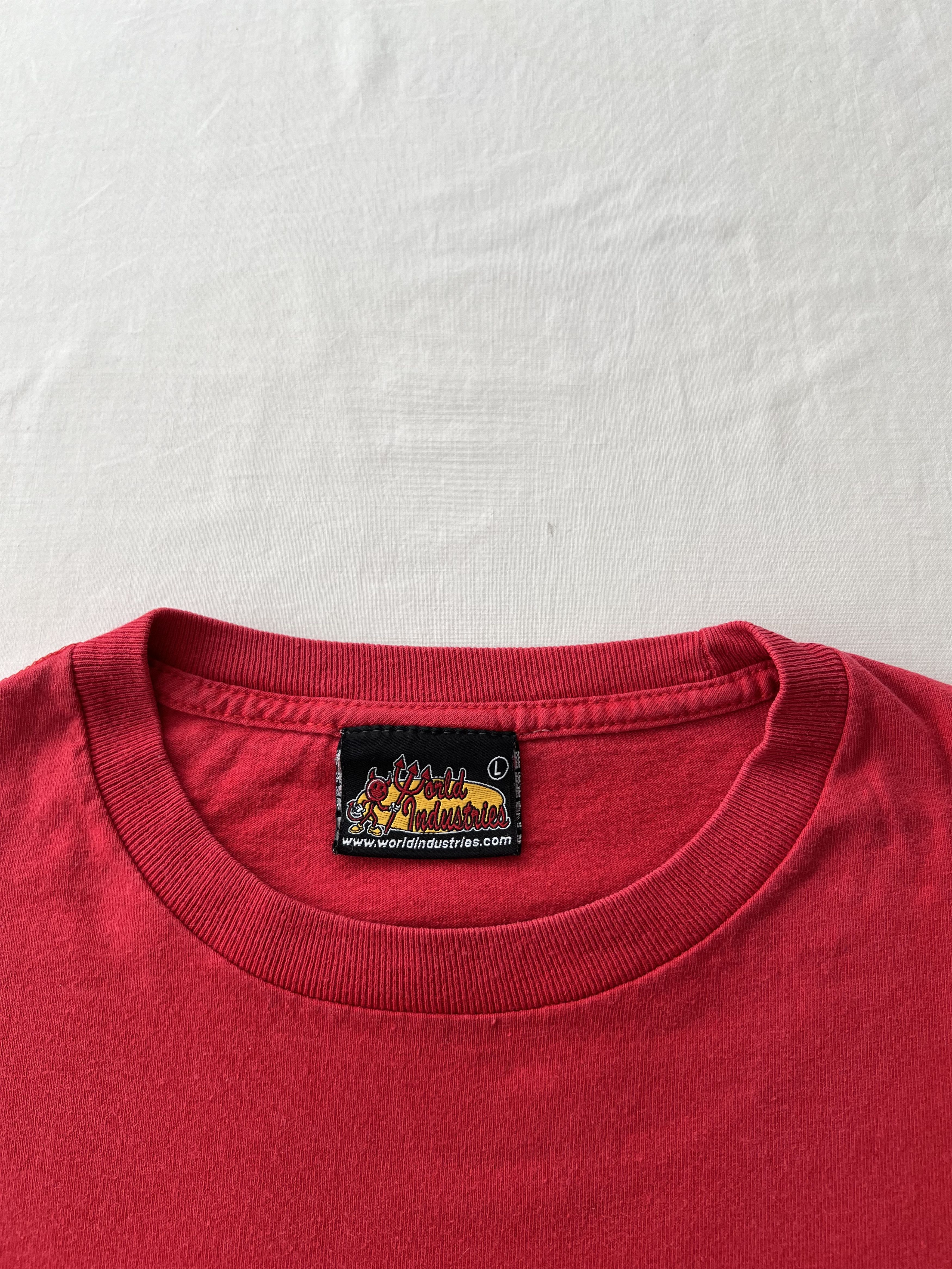 World Industries Vintage 90s World Industries Skateboards Funny Red T-shirt Size US L / EU 52-54 / 3 - 13 Thumbnail