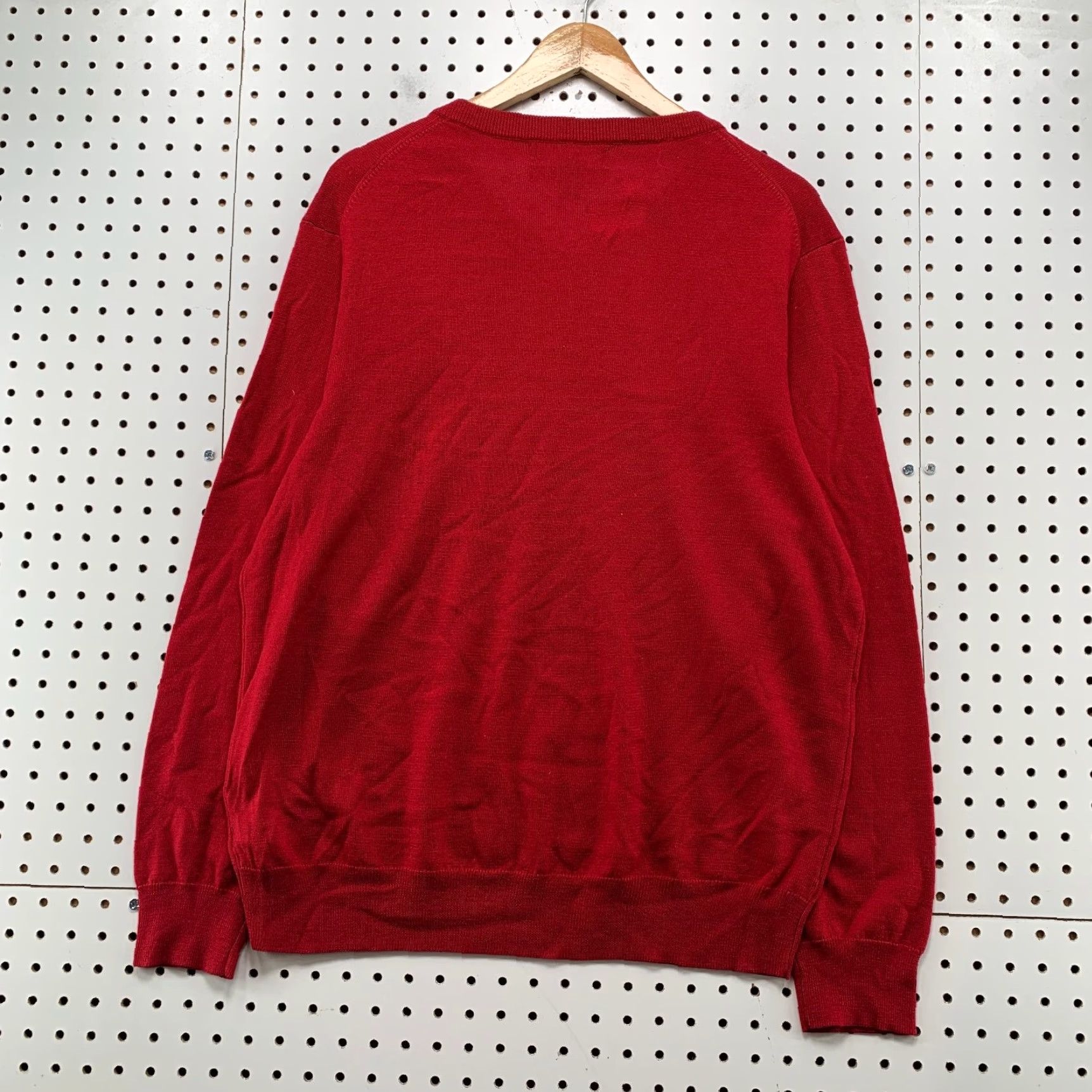 Vintage Harrison Davis Merino Wool Sweater Mens XL Red Lightweight V Neck Long Sleeve Size US XL / EU 56 / 4 - 2 Thumbnail