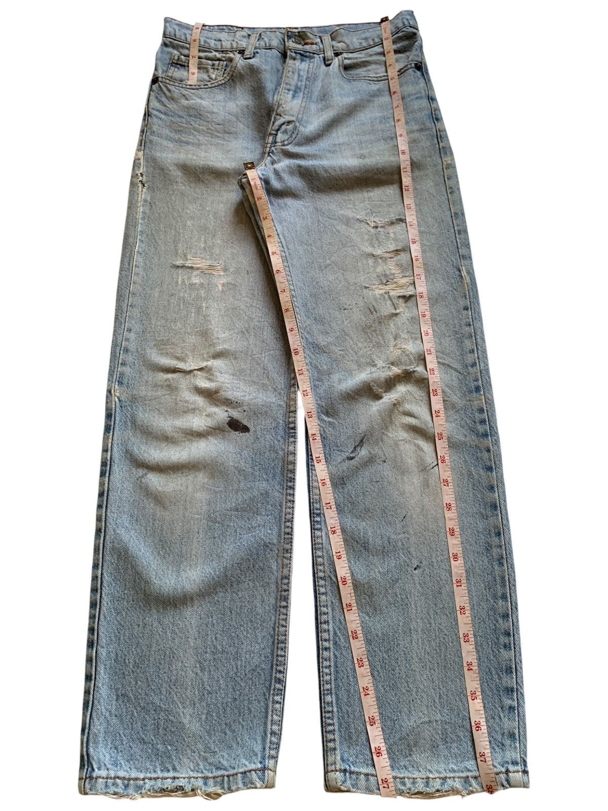 Levi's × Levi's Vintage Clothing Vintage 90s Levis Big E Painted Blue Wash Distressed Jeans Size US 28 / EU 44 - 13 Thumbnail