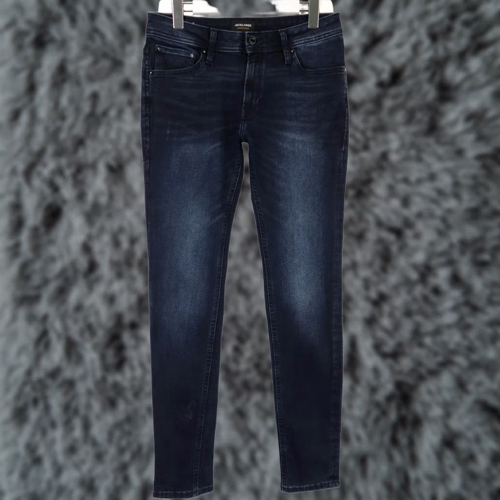 Jack & Jones JACK & JONES Skinny/Liam Jeans Men's W32/L32 Blue Whiskers Faded Zip Fly Stretch Jeans Size US 32 / EU 48 - 1 Thumbnail