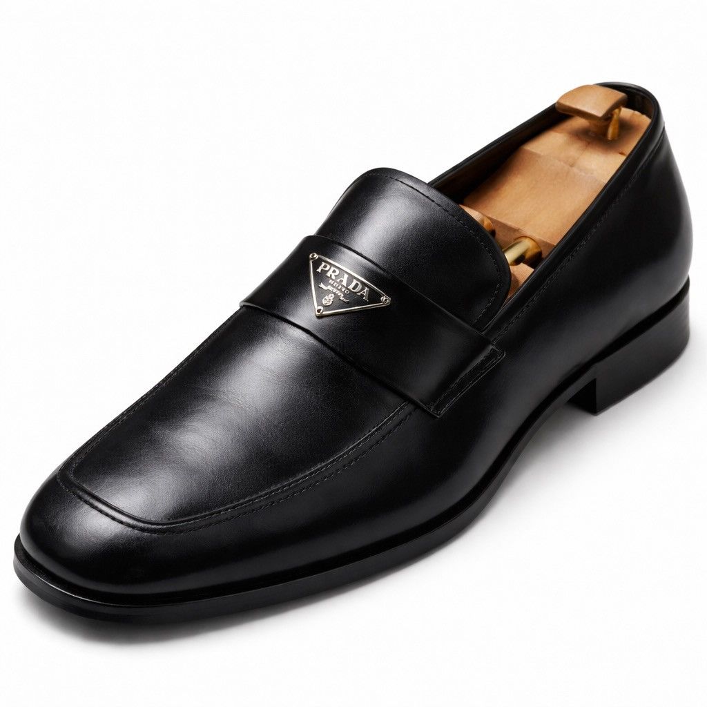 Prada PRADA Black Triangle Logo Leather Loafers EU 42 Size US 9 / EU 42 - 10 Thumbnail