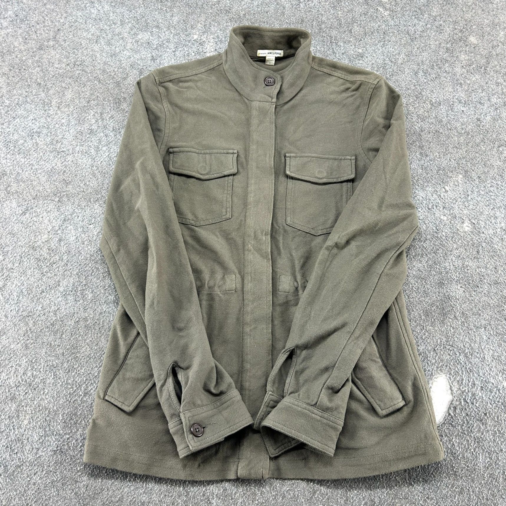 James Perse James Perse Jacket Womens 1 Green Twill Military Army Cotton Cotton Lining Pockets Down Full Zip Vintage No 90s Regular Womens Size 1 Green Size XS / US 0-2 / IT 36-38 - 2 Thumbnail