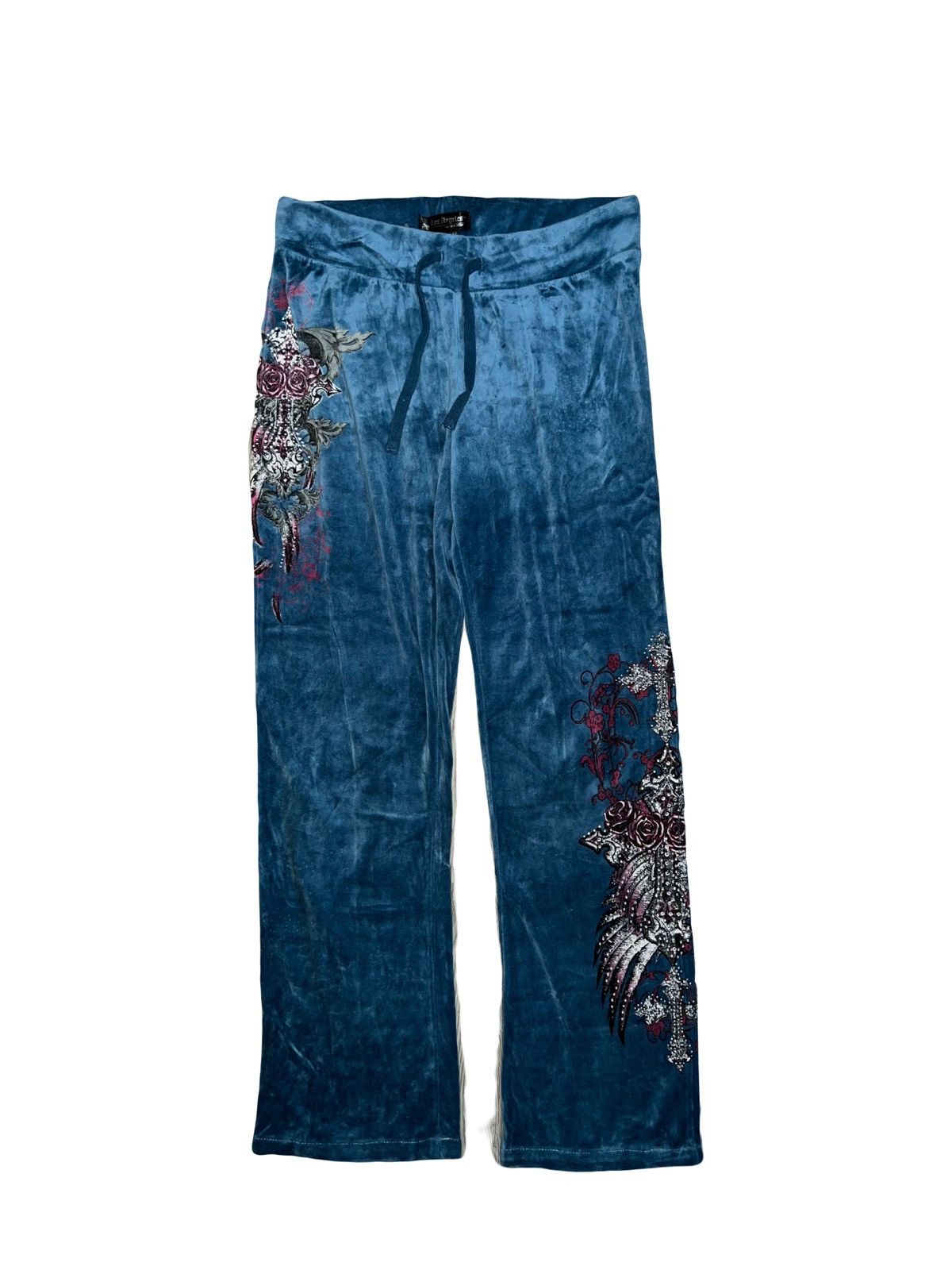 Ed Hardy Vintage Y2K cross and rose velvet pants 🥀➕ Size 26" / US 2 / IT 38 - 1 Thumbnail