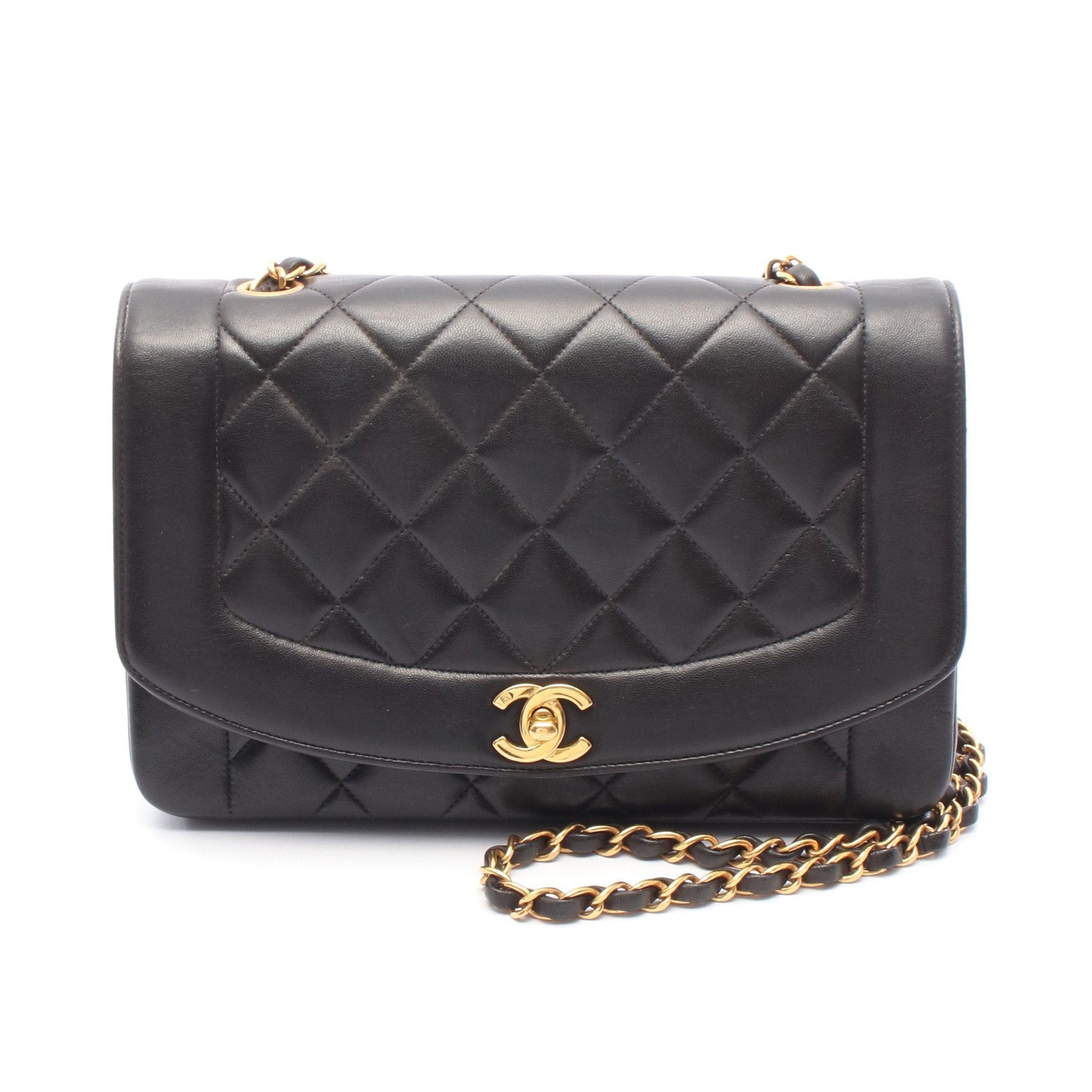 Chanel Chanel Matelasse Diana Flap Chain Shoulder Bag Lambskin Black Gold Hardware Size ONE SIZE - 1 Thumbnail