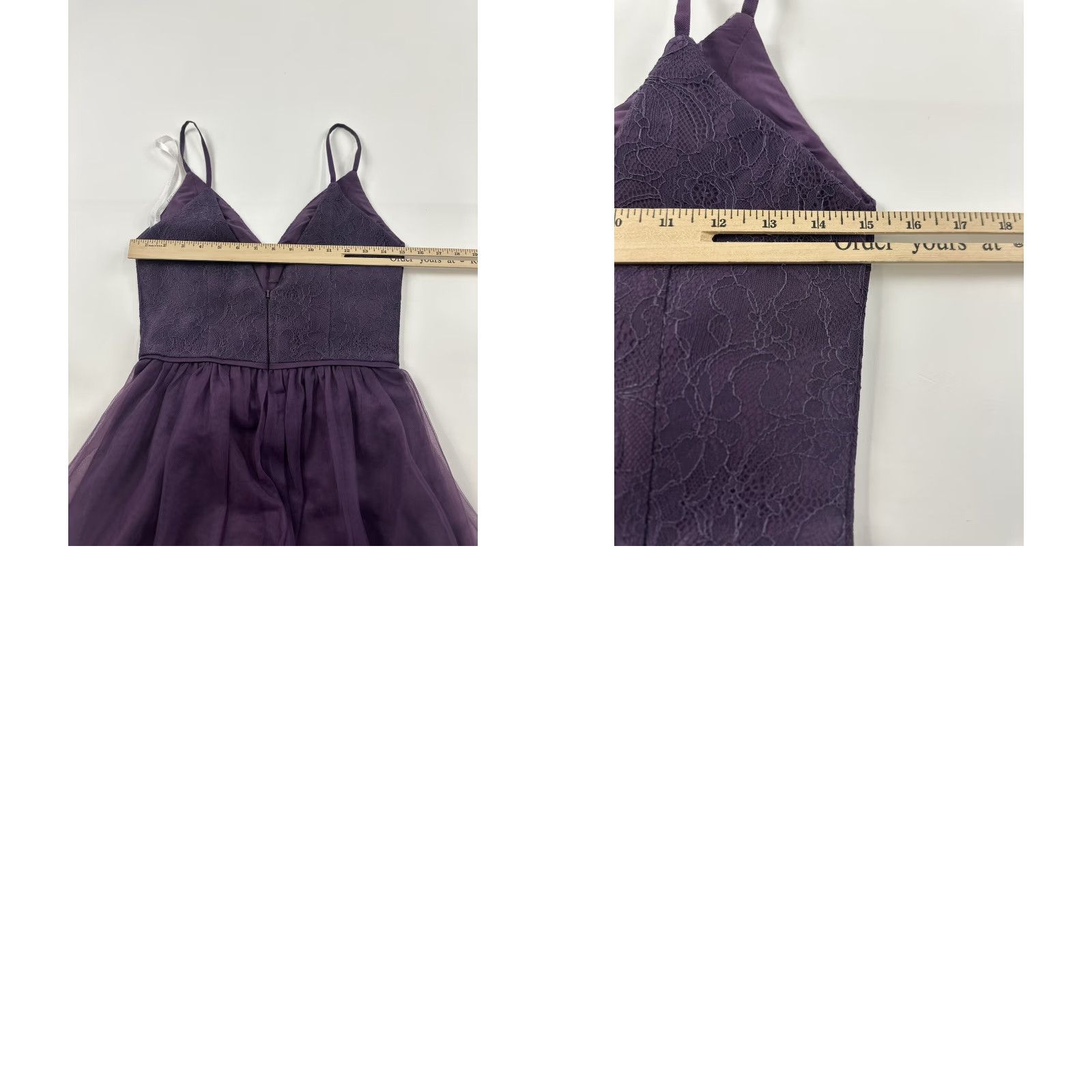 David's Bridal Dress Women's 2 Plum Purple Sleeveless Lace Bridesmaid Dress