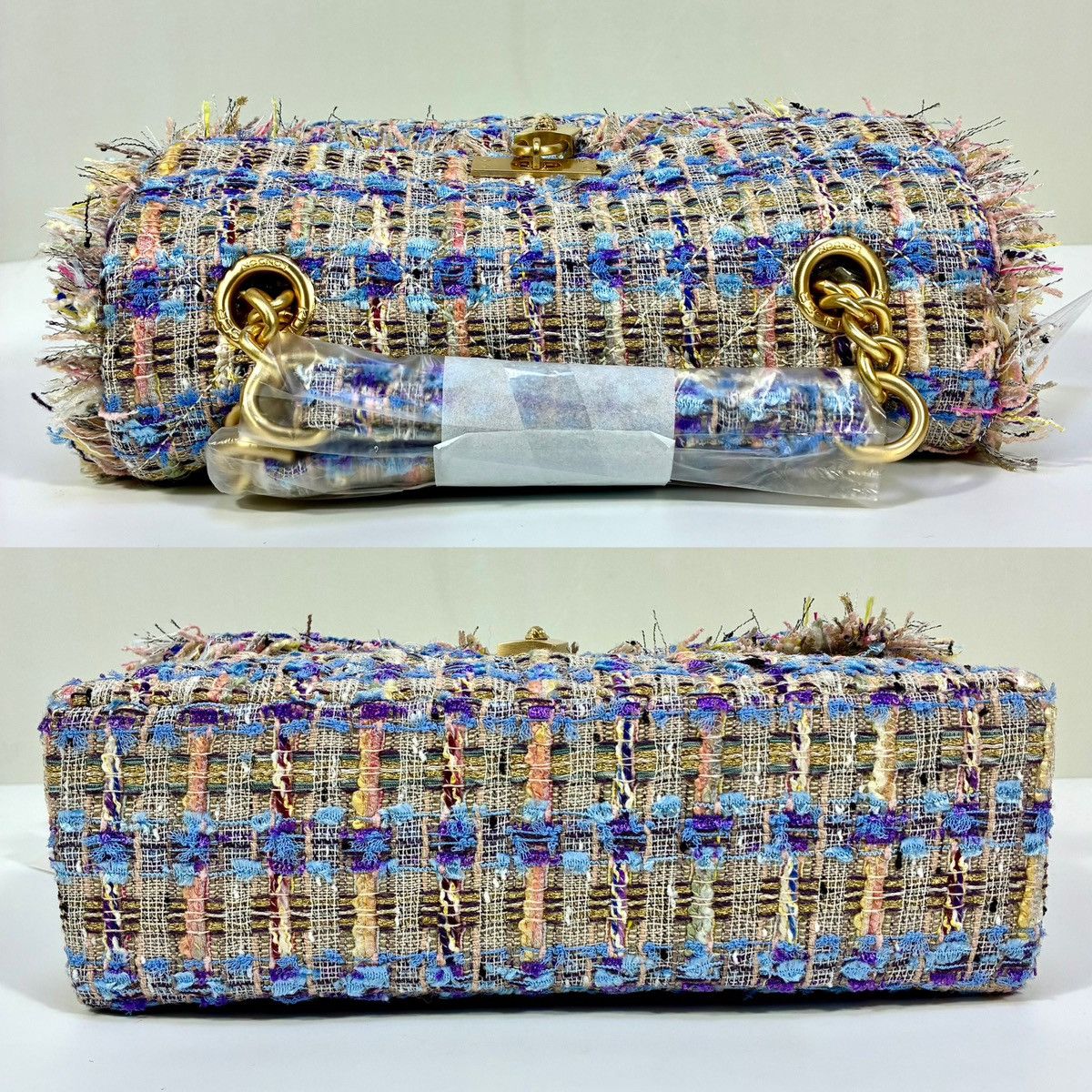 Kurt Geiger Kurt Geiger London Brixton Tweed Lock Bag Lilac NEW Shoulder Size ONE SIZE - 6 Thumbnail