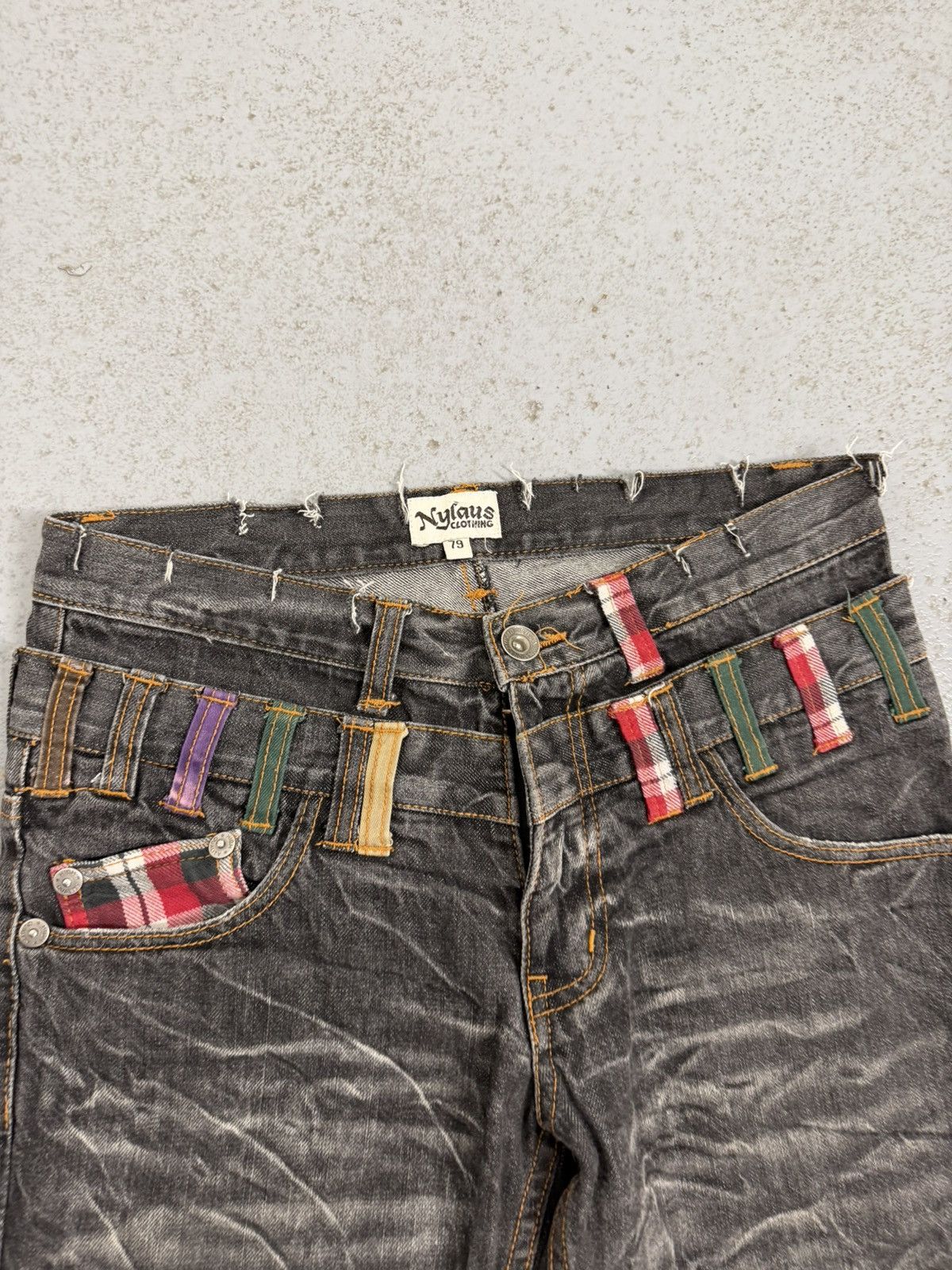 Japanese Brand Nylaus Japanese Double Waisted Washed Raw Jeans Size US 32 / EU 48 - 4 Thumbnail