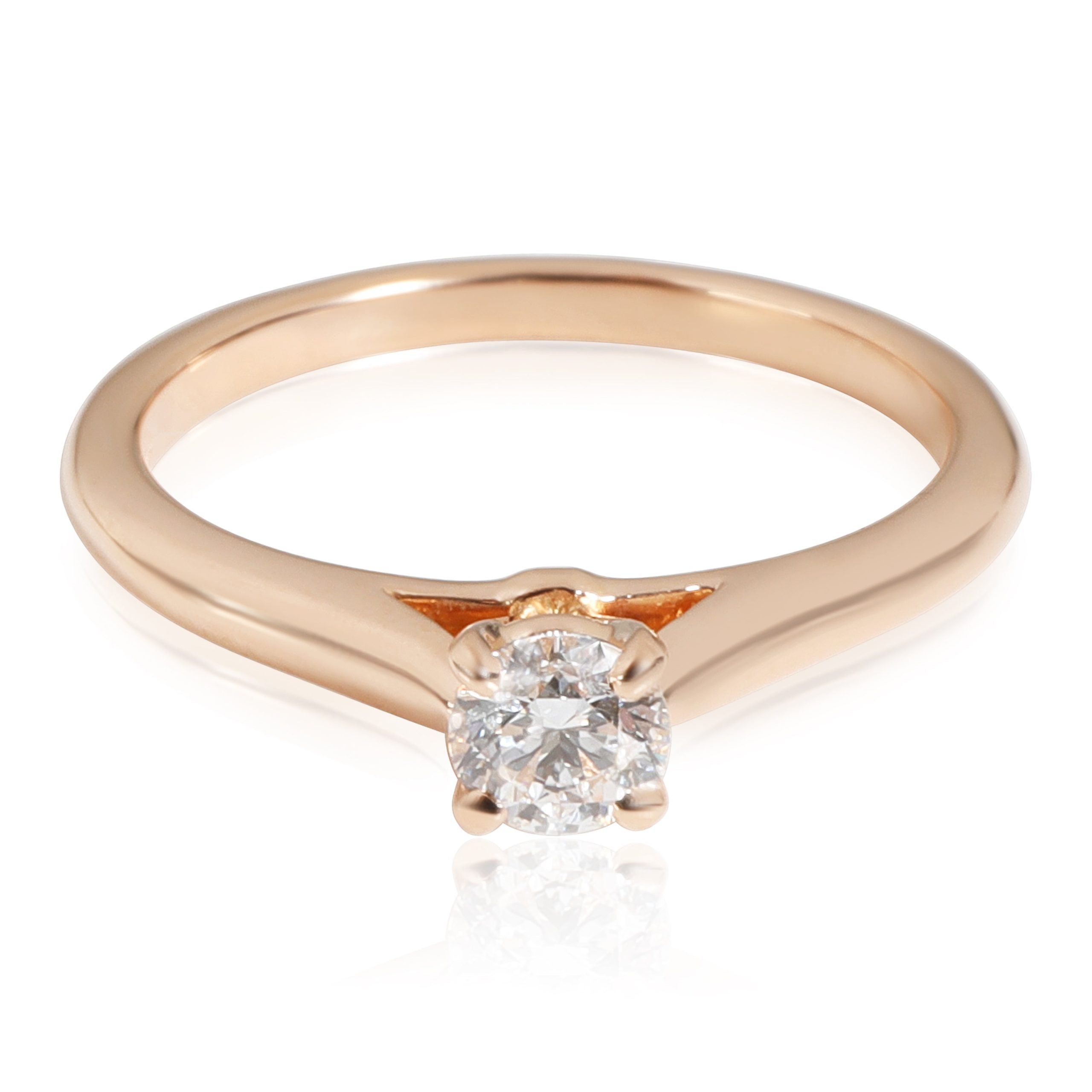 image of Cartier 1895 Diamond Solitaire Ring In 18K Rose Gold D Vvs1 0.25 Ctw, Women's